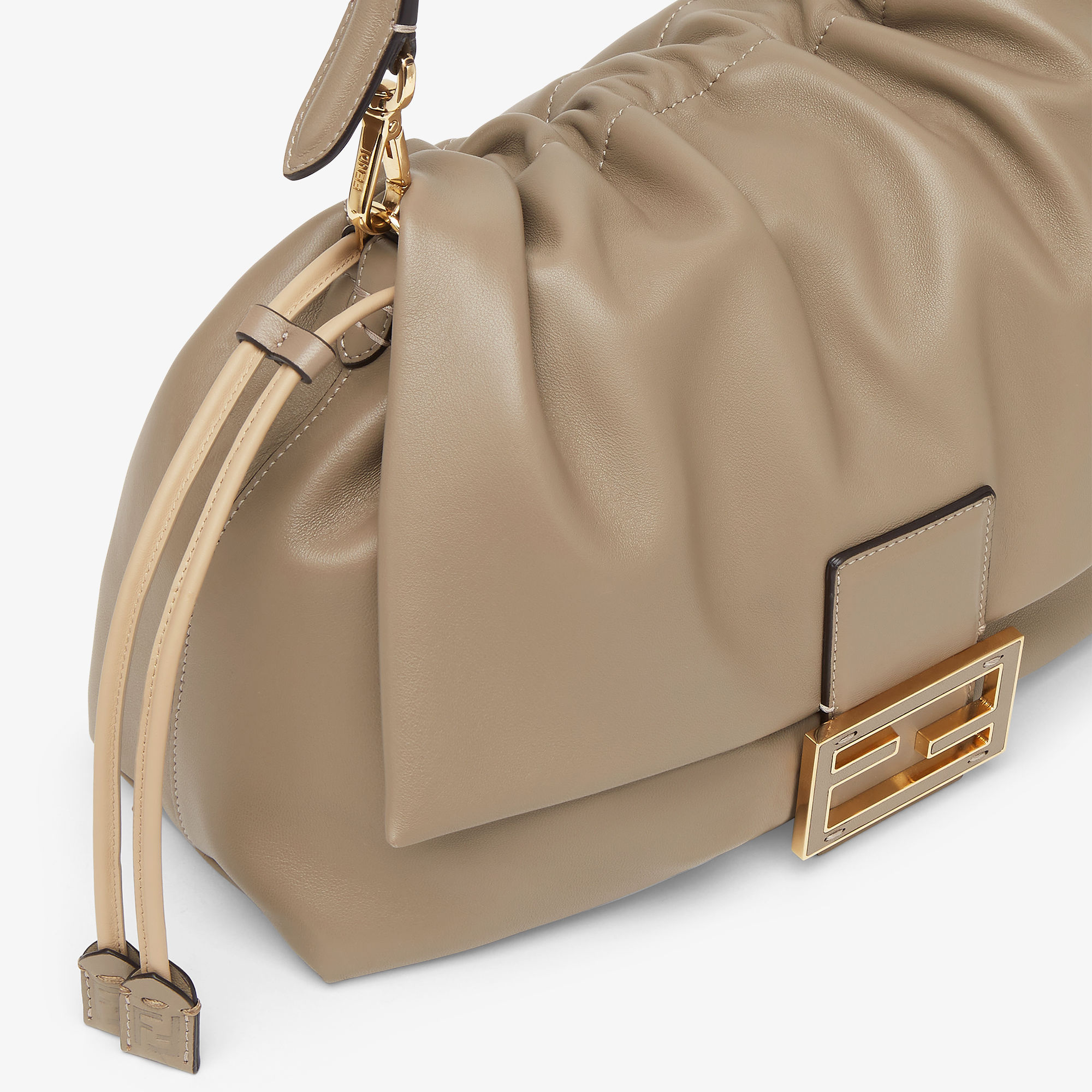 Fendi Large Baguette Shoulder Handle Clasp Flap In Nude