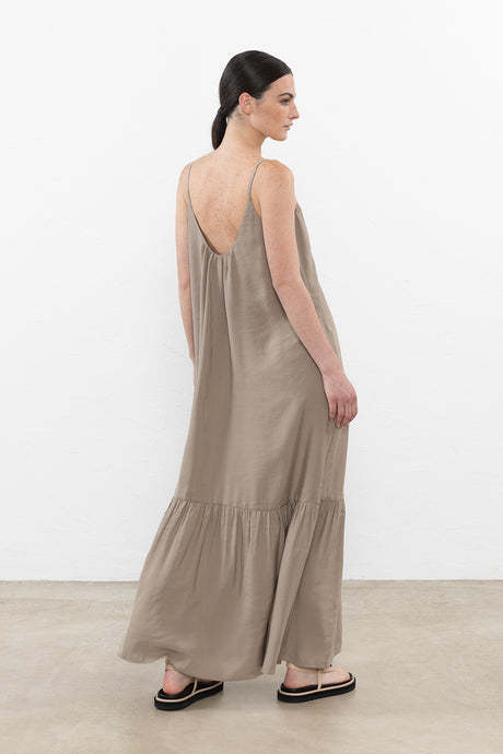 Peserico Habotai Ruffled Modal Maxi Dress