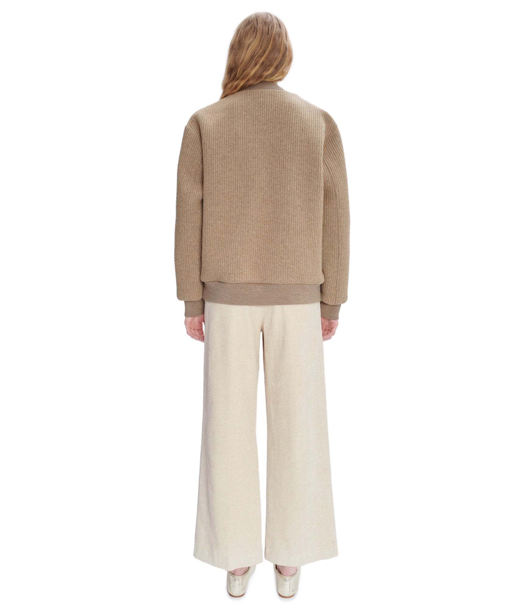 Apc Knitted Bomber Jacket In Nude