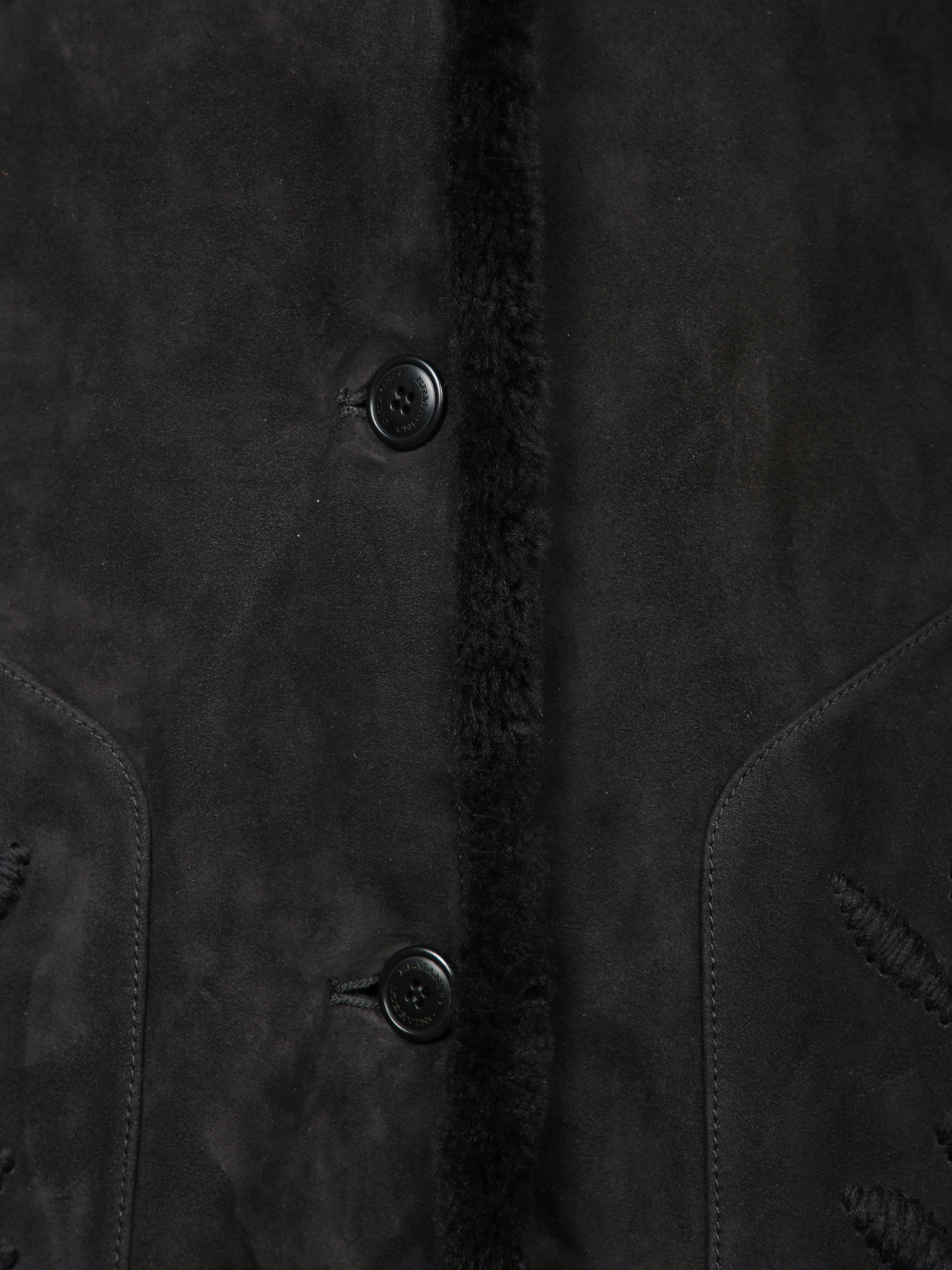 Ermanno Scervino Black Shearling Embroidered Coat In Black