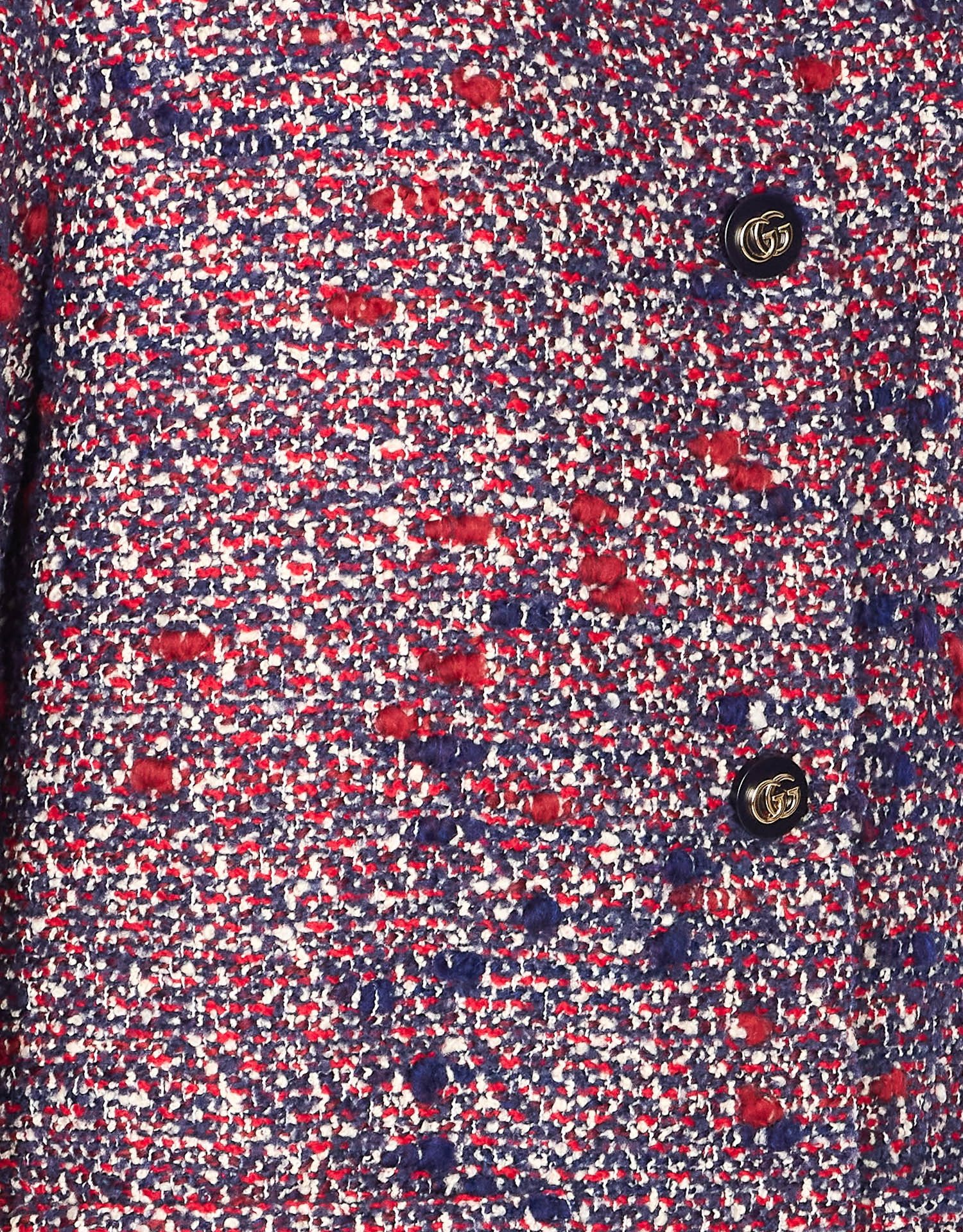 Gucci Womens Blue Red Mc Boucle-texture Round-neck Wool-blend Jacket In Pink