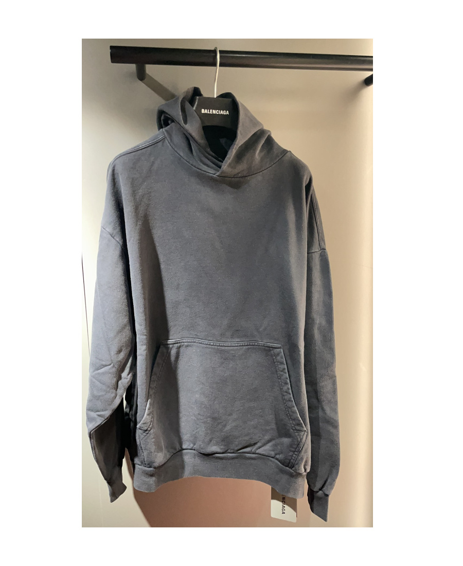 Balenciaga Logo-print Cotton Hoodie In Gray