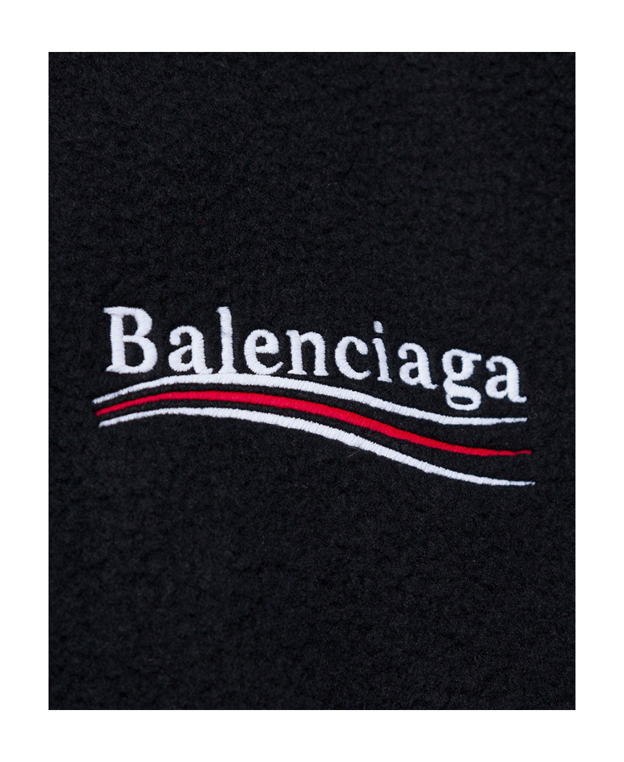 Balenciaga Black Sweatshirt With High Neck And Front And Rear Logo Print In Cotton Blend Man In Black