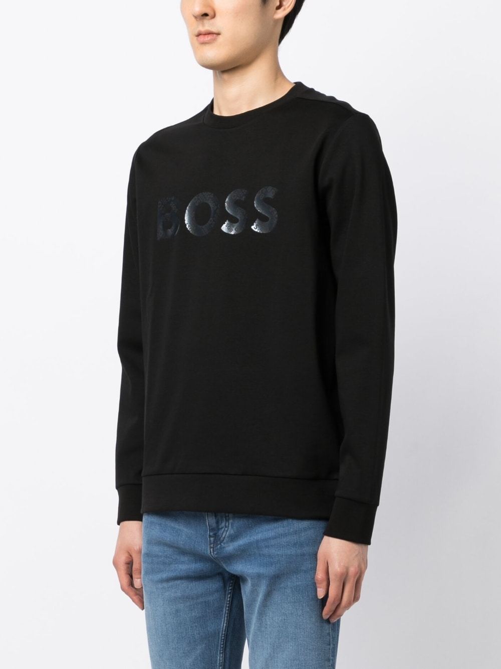 HUGO BOSS LOGO-PATCH LONG-SLEEVED COTTON SWEATSHIRT