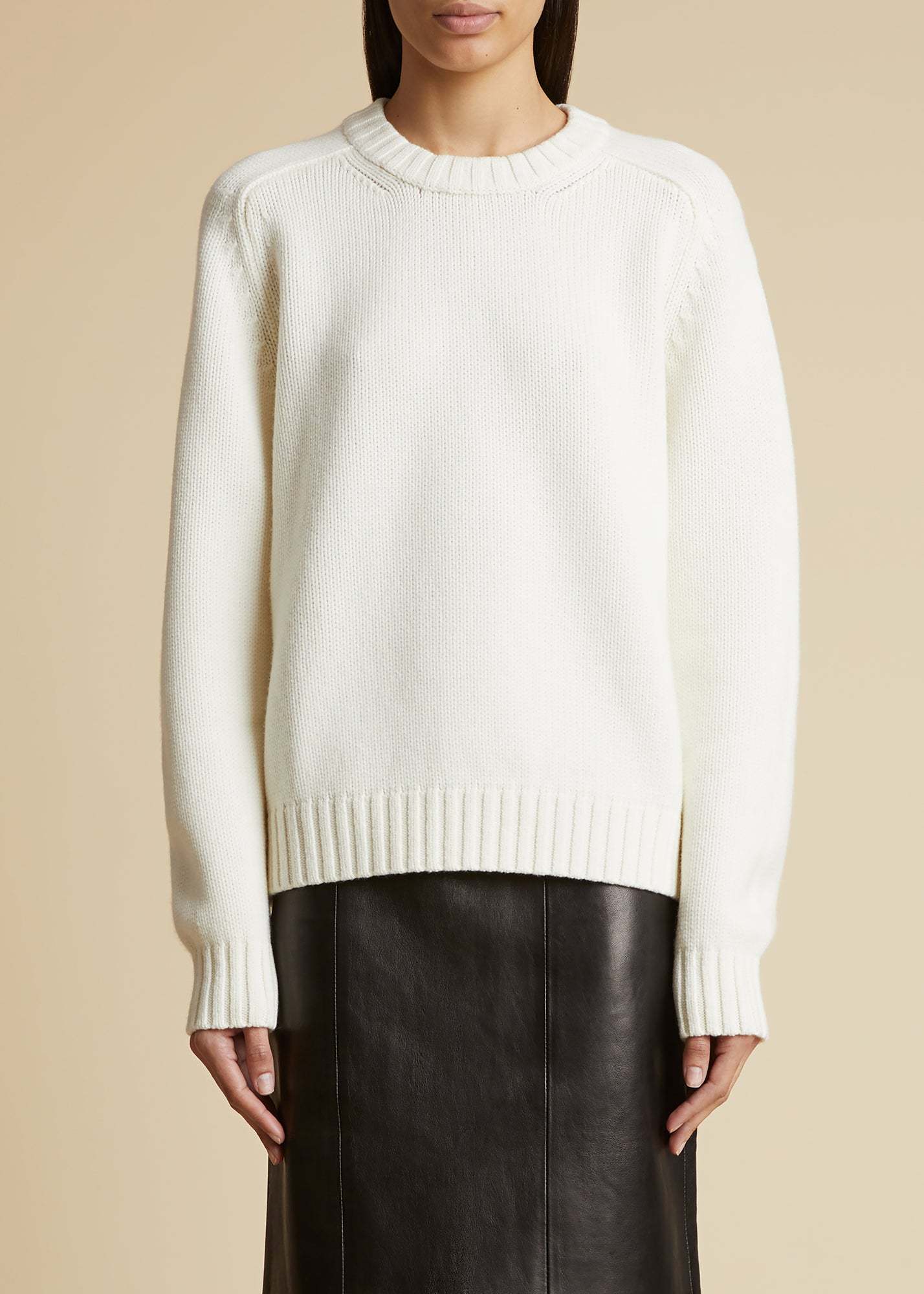 Khaite Long-sleeved Crewneck Jumper In White
