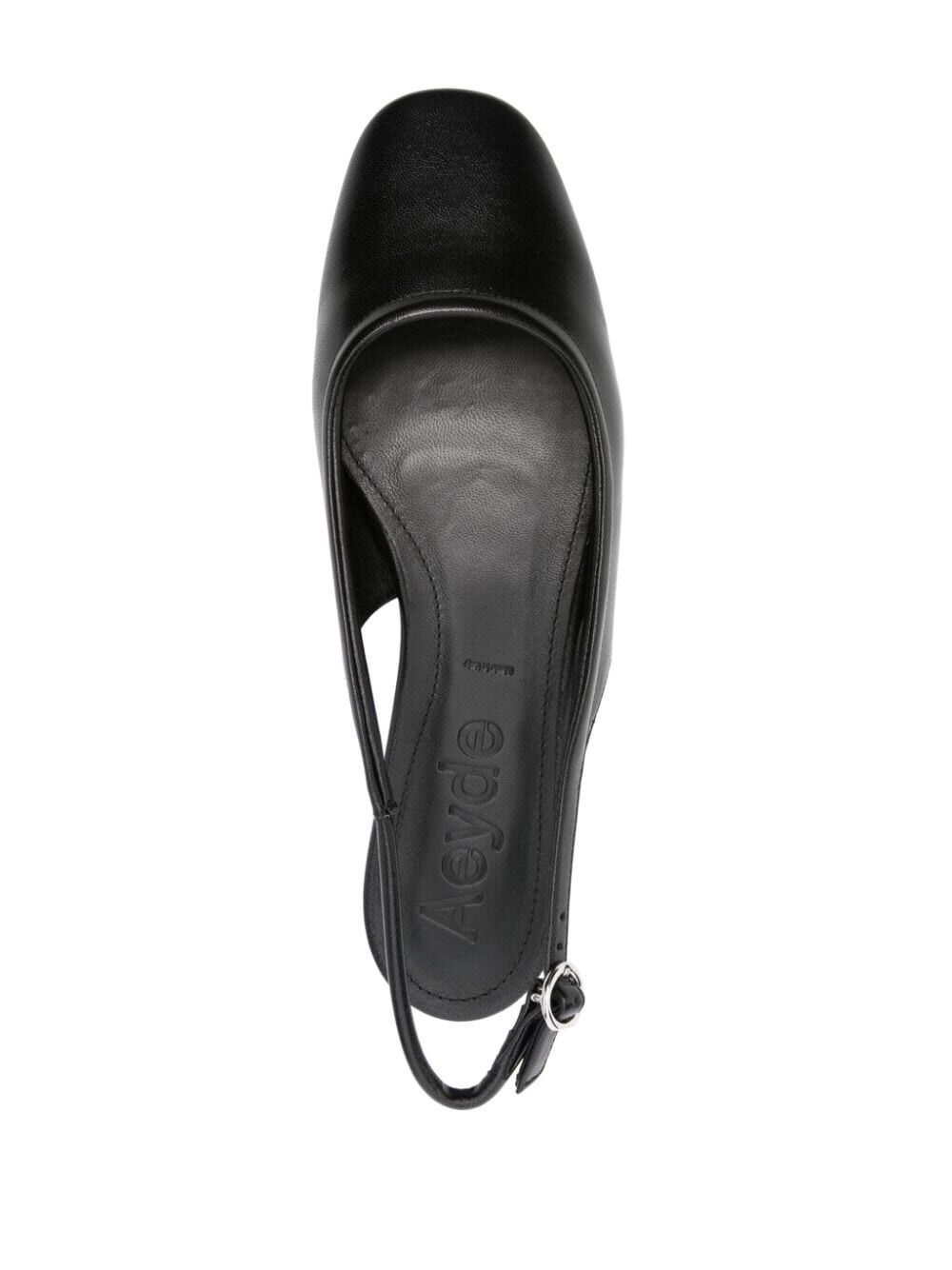 Aeyde Square-toe Leather Ballerina Shoes In Black
