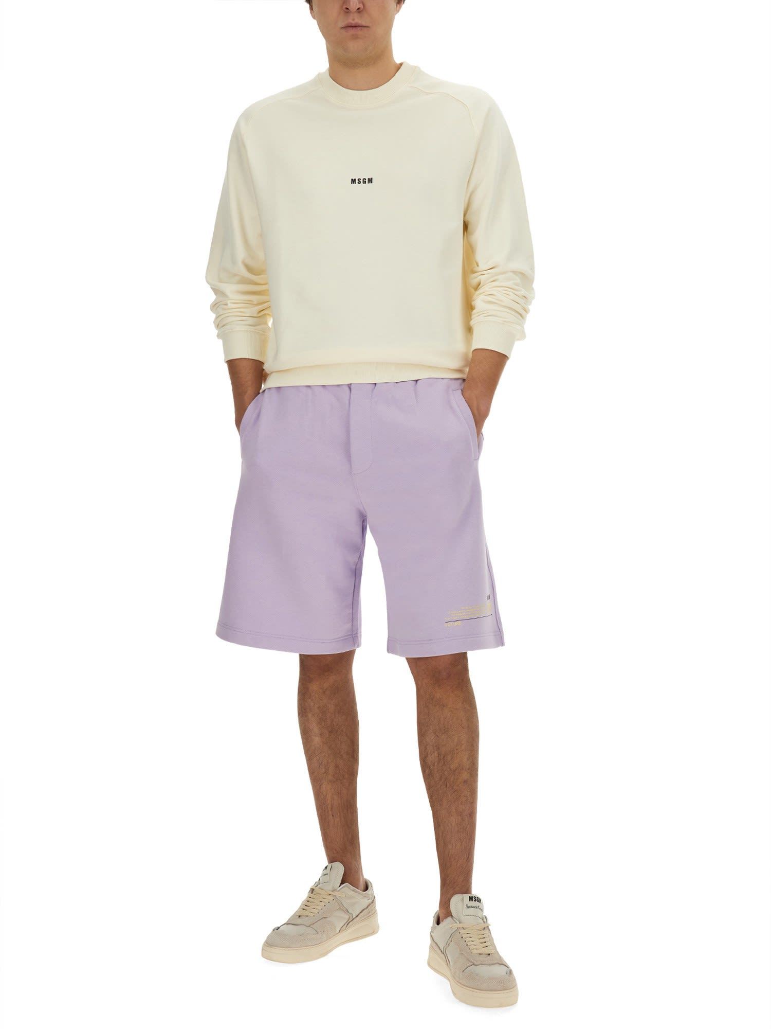 Msgm Logo-print Cotton Sweatshirt In White
