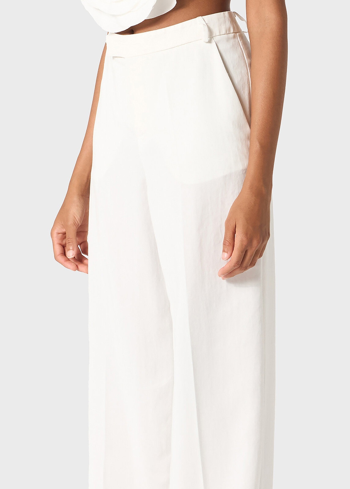 Shop Blumarine Logo-lettering Trousers In White