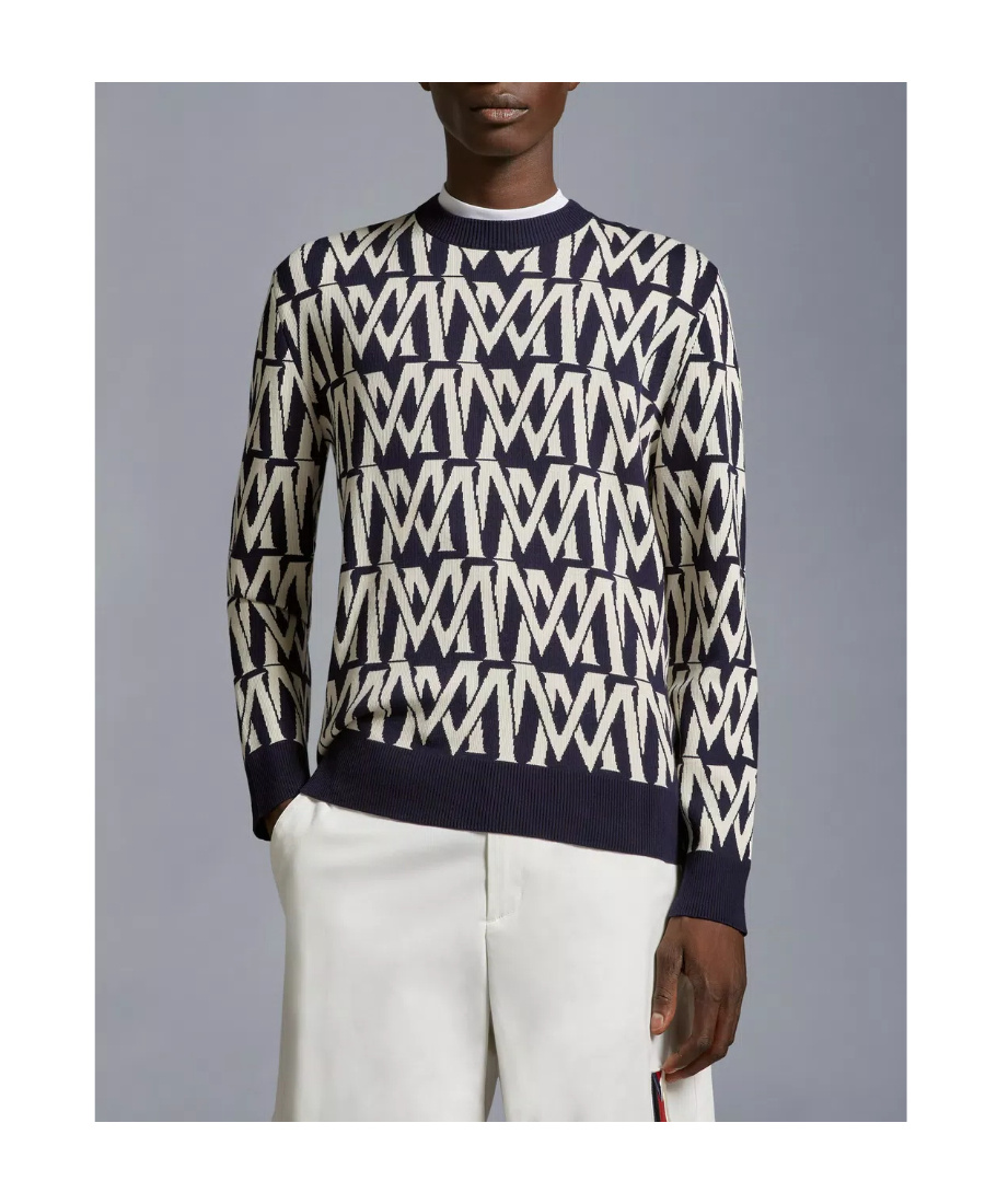 Shop Moncler Monogram Jacquard Jumper In Black
