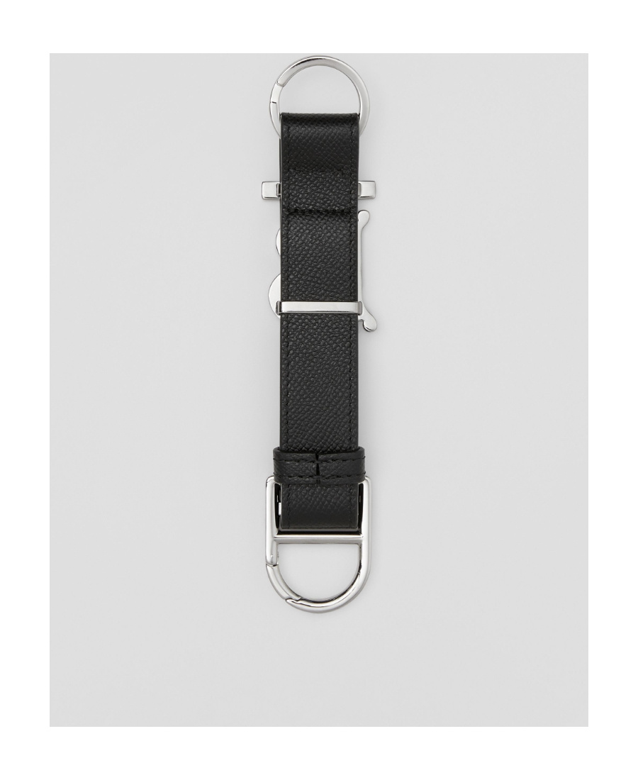 Burberry Tb Leather Keyring In Black