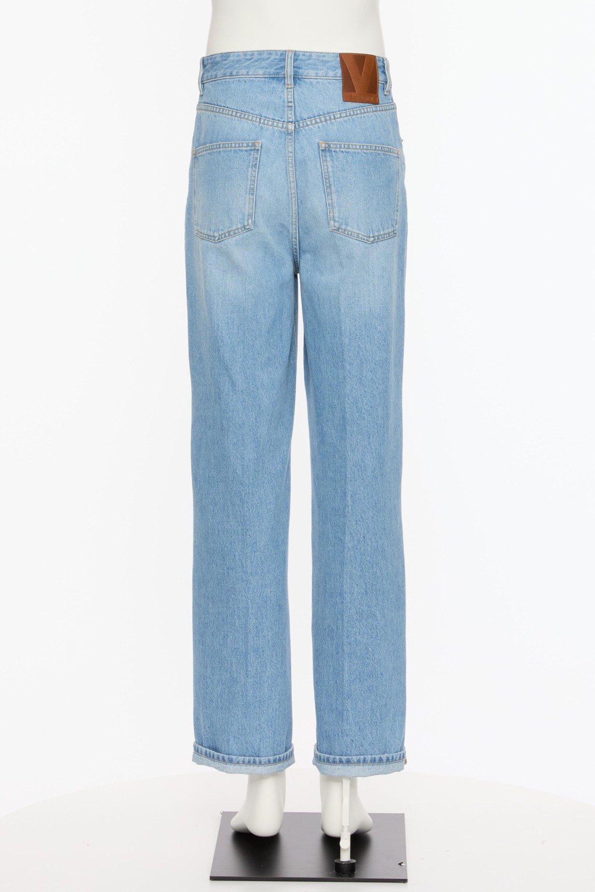 Valentino Belt Loop Denim Trousers In Blue