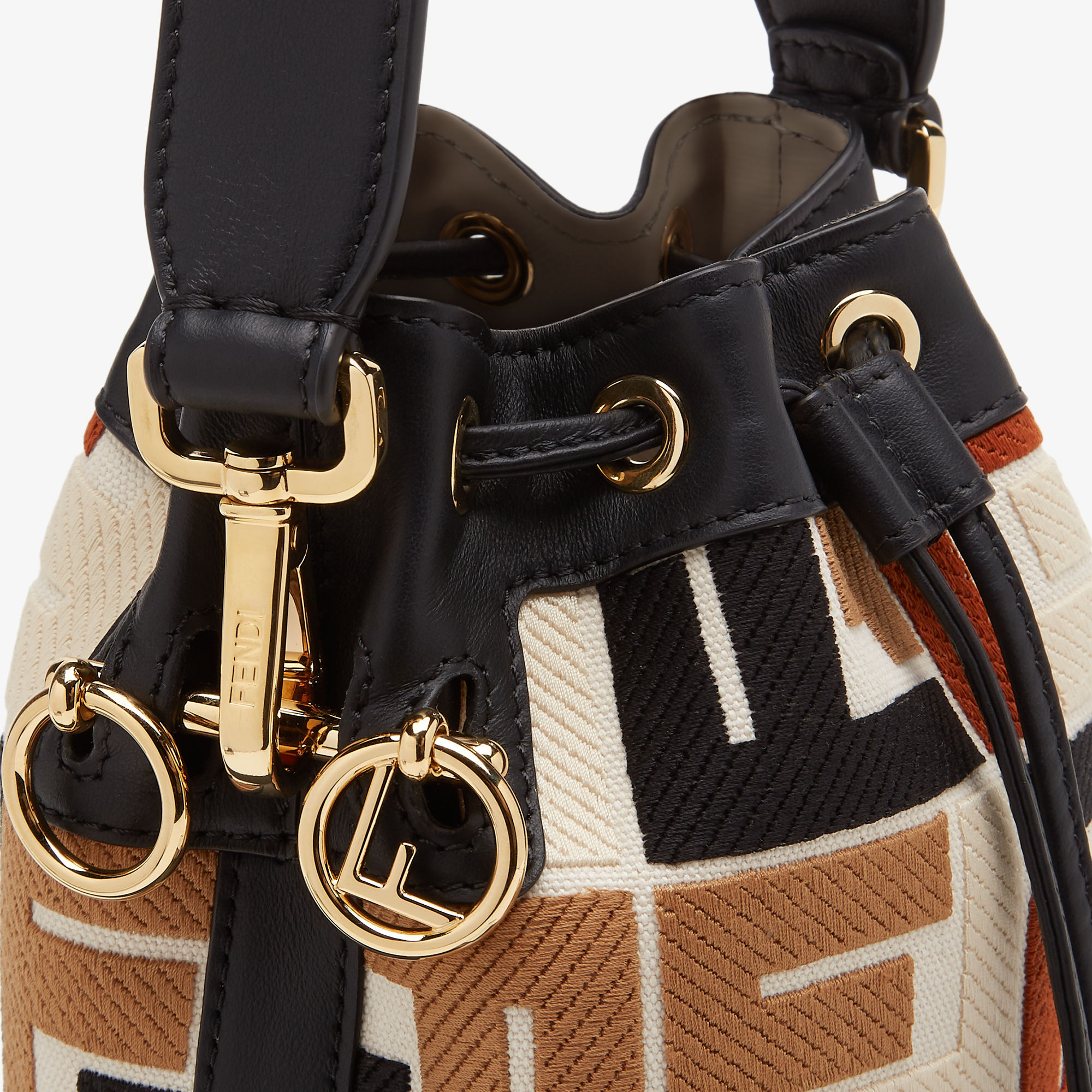 Fendi Multicolour Canvas Mini-bag With Ff Embroidery In Black