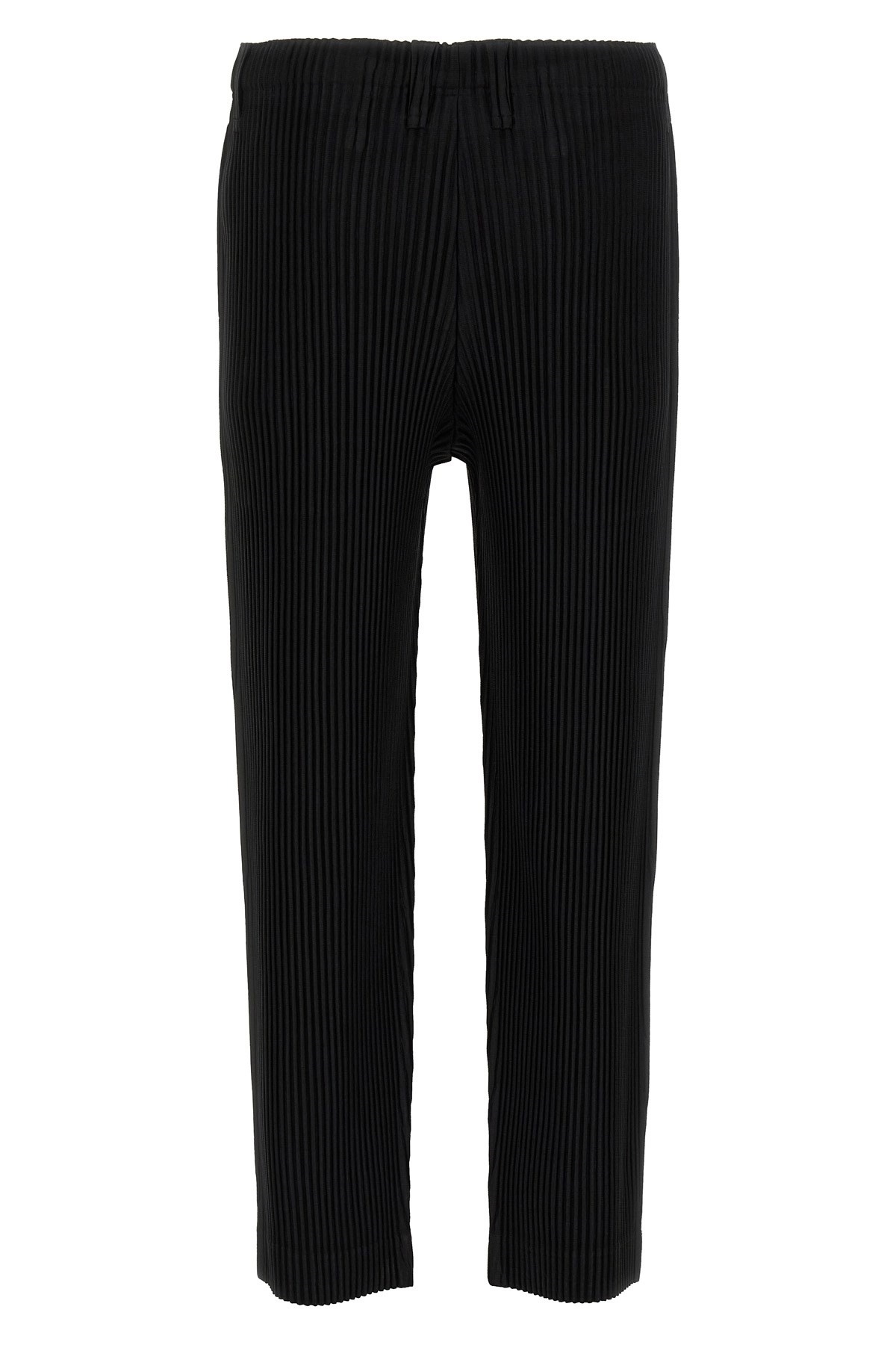 Issey Miyake Ns Black Pleated Belt Loops Tapered Leg Relaxed-fit Knitted Trousers In Black