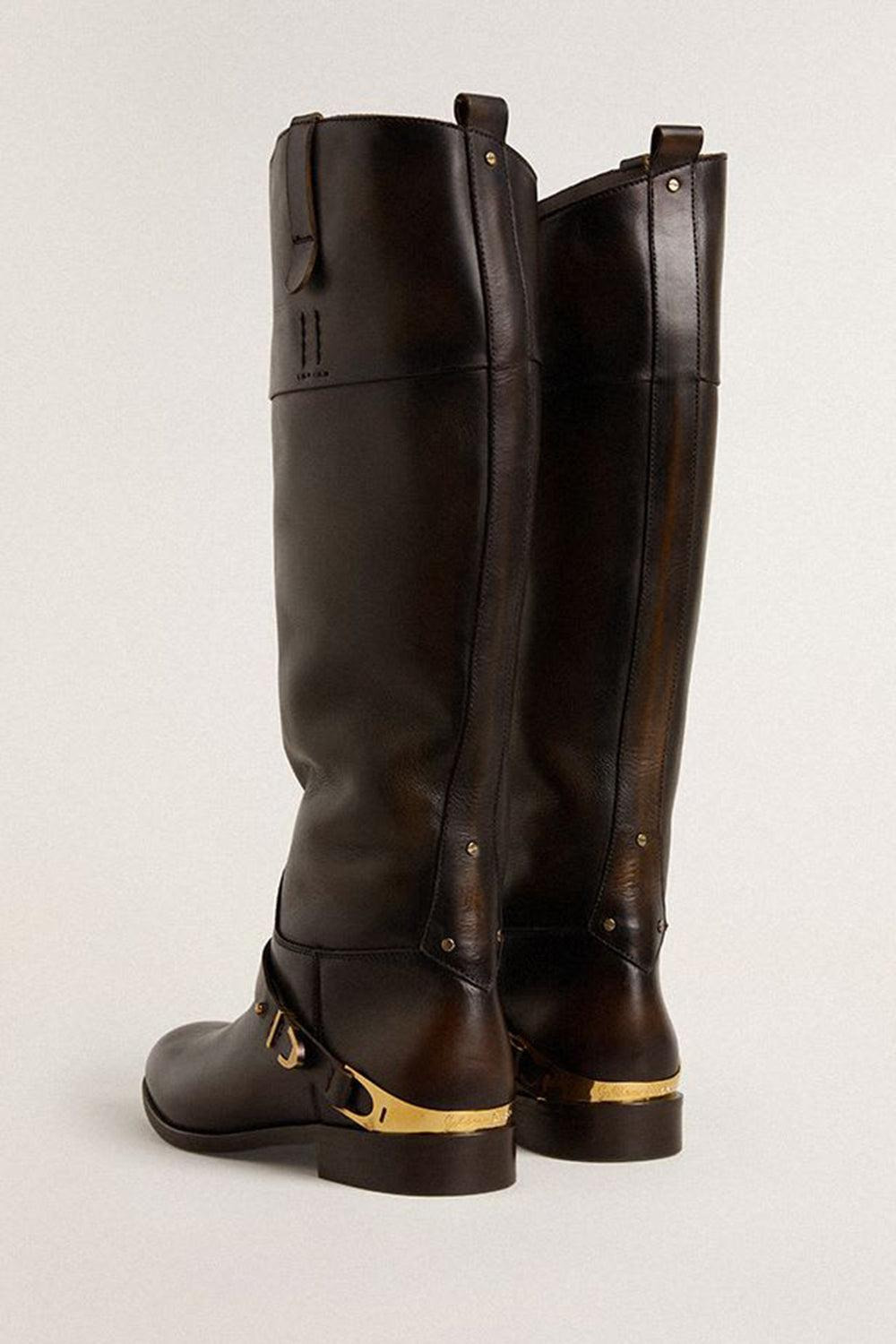 Golden Goose Round Toe Boots In Brown
