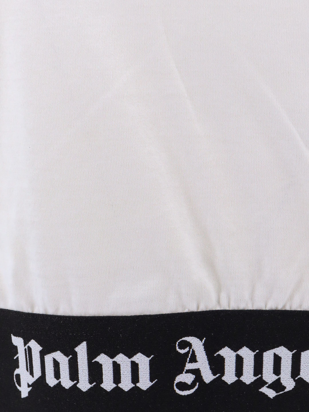 Palm Angels White Cropped T-shirt With Jacquard Logo In Cotton Woman In White