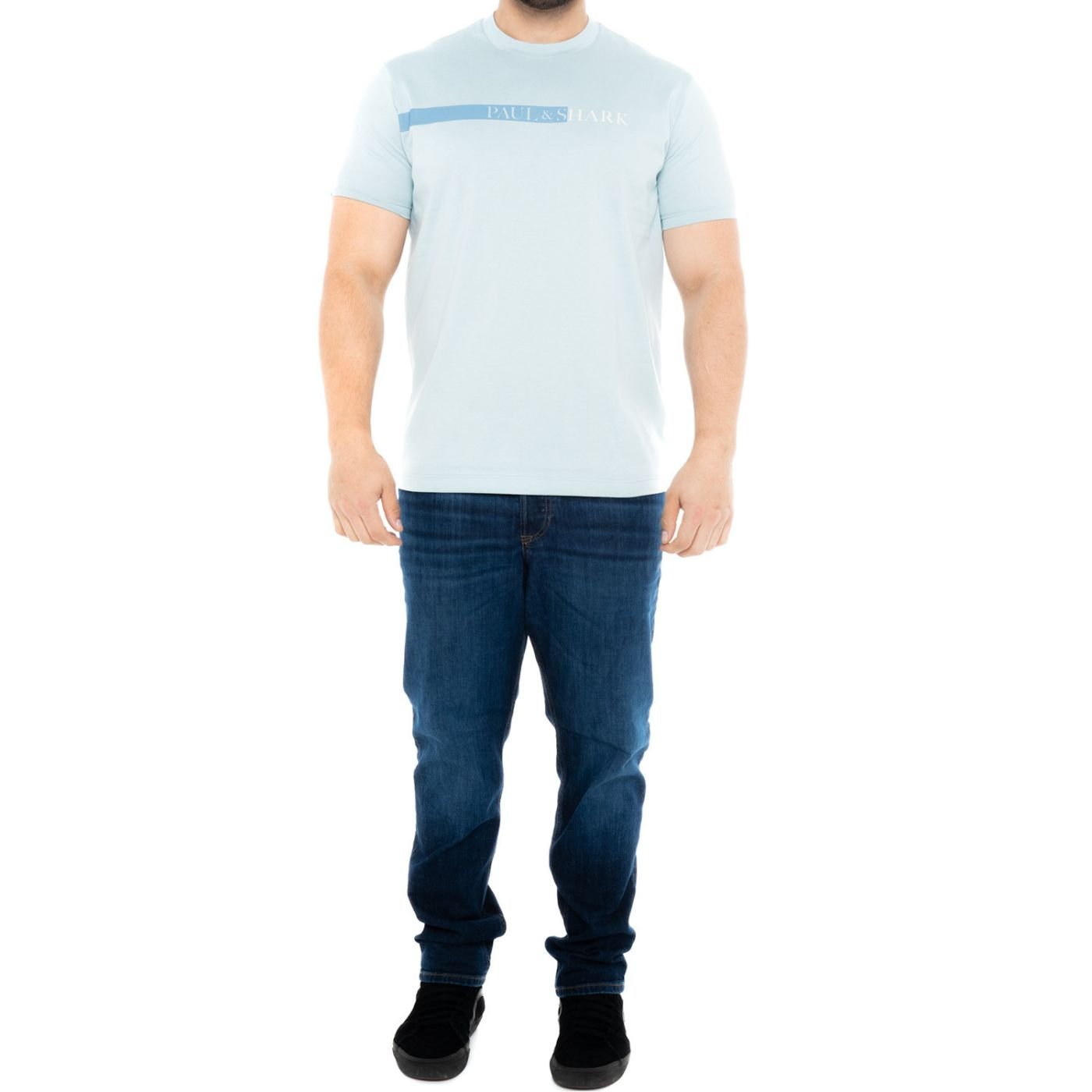 Paul & Shark Printed Crew Neck T-shirt In White