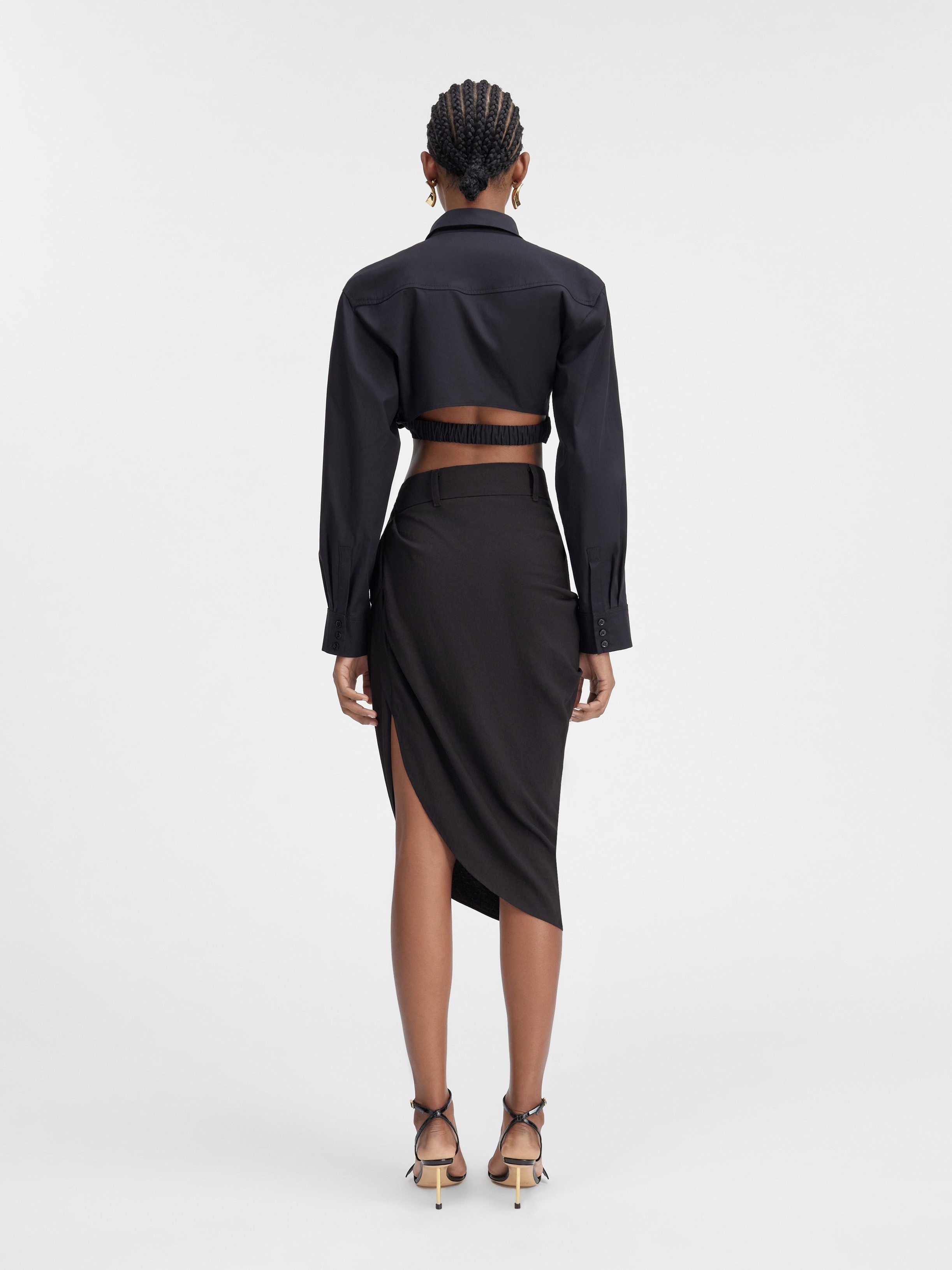 Shop Jacquemus La Jupe Saudade Draped Skirt In Black