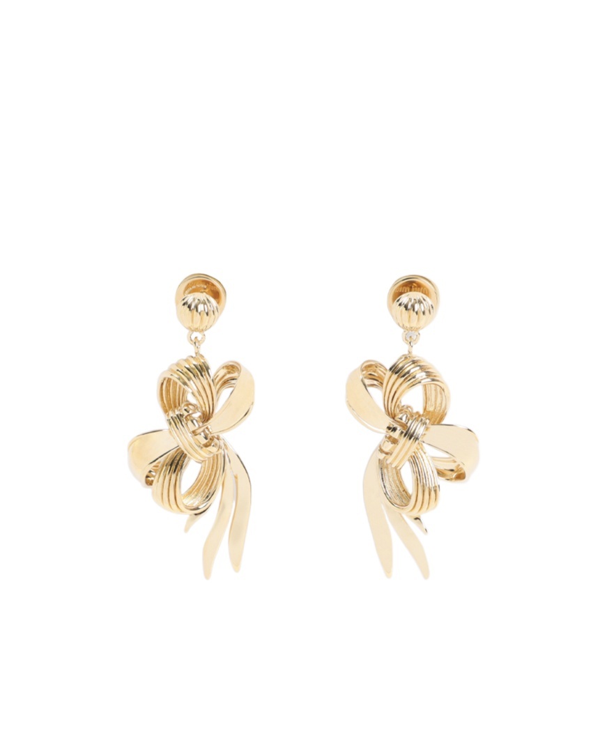 Miu Miu Drop Earrings With Knot Detail And Polish In Gold