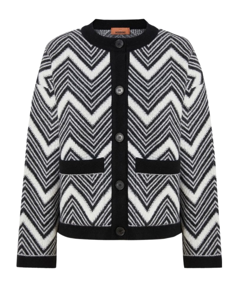 Missoni Chevron Wool Jacket In Black