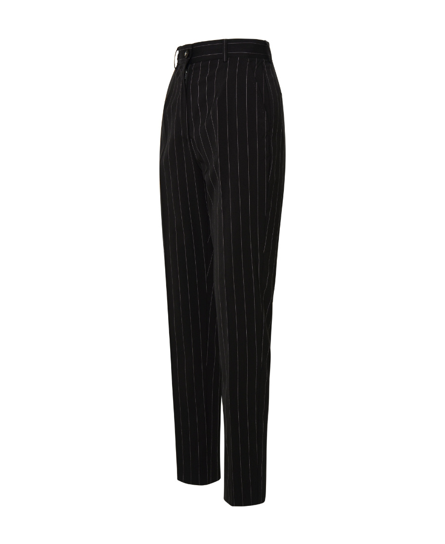 Dolce & Gabbana Stripe-pattern Wool Tapered Trousers In Black