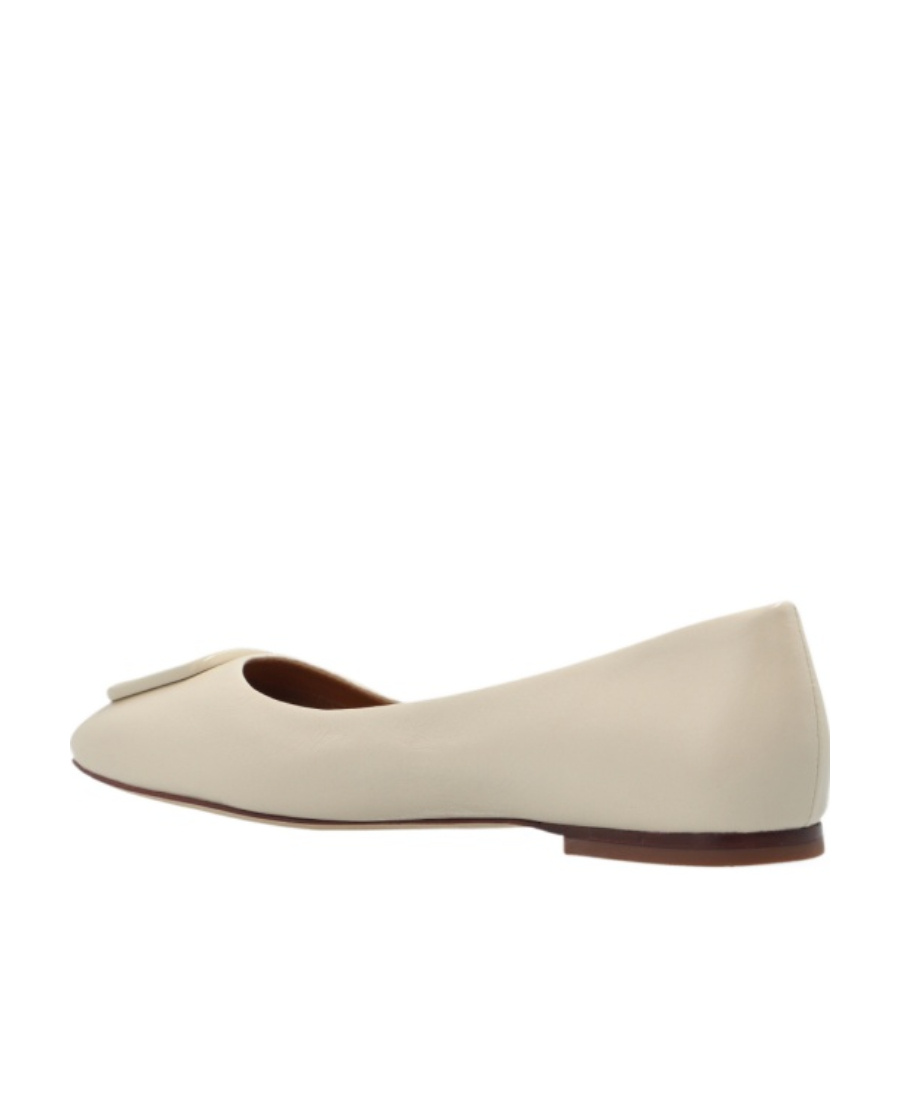 Tory Burch Georgia Logo-plaque Ballerina Shoes In Nude