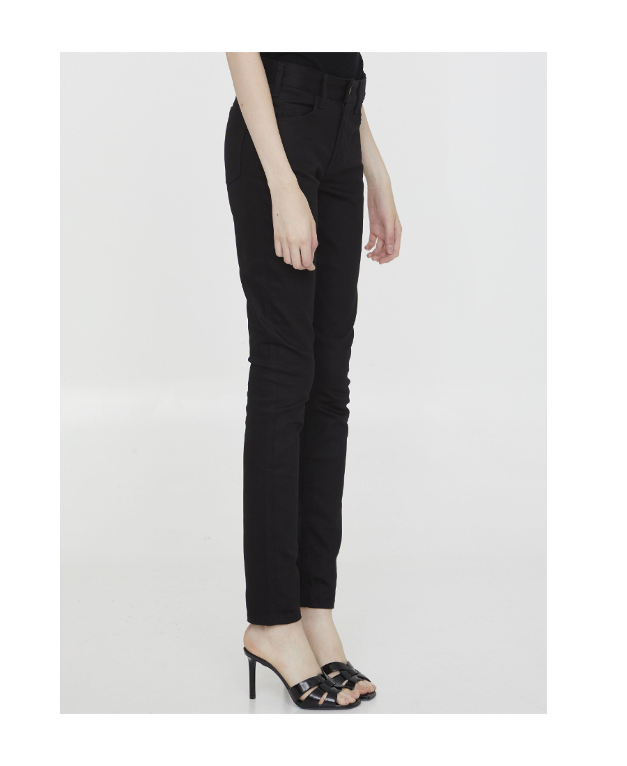 Celine Belt Ring Denim Trousers In Black