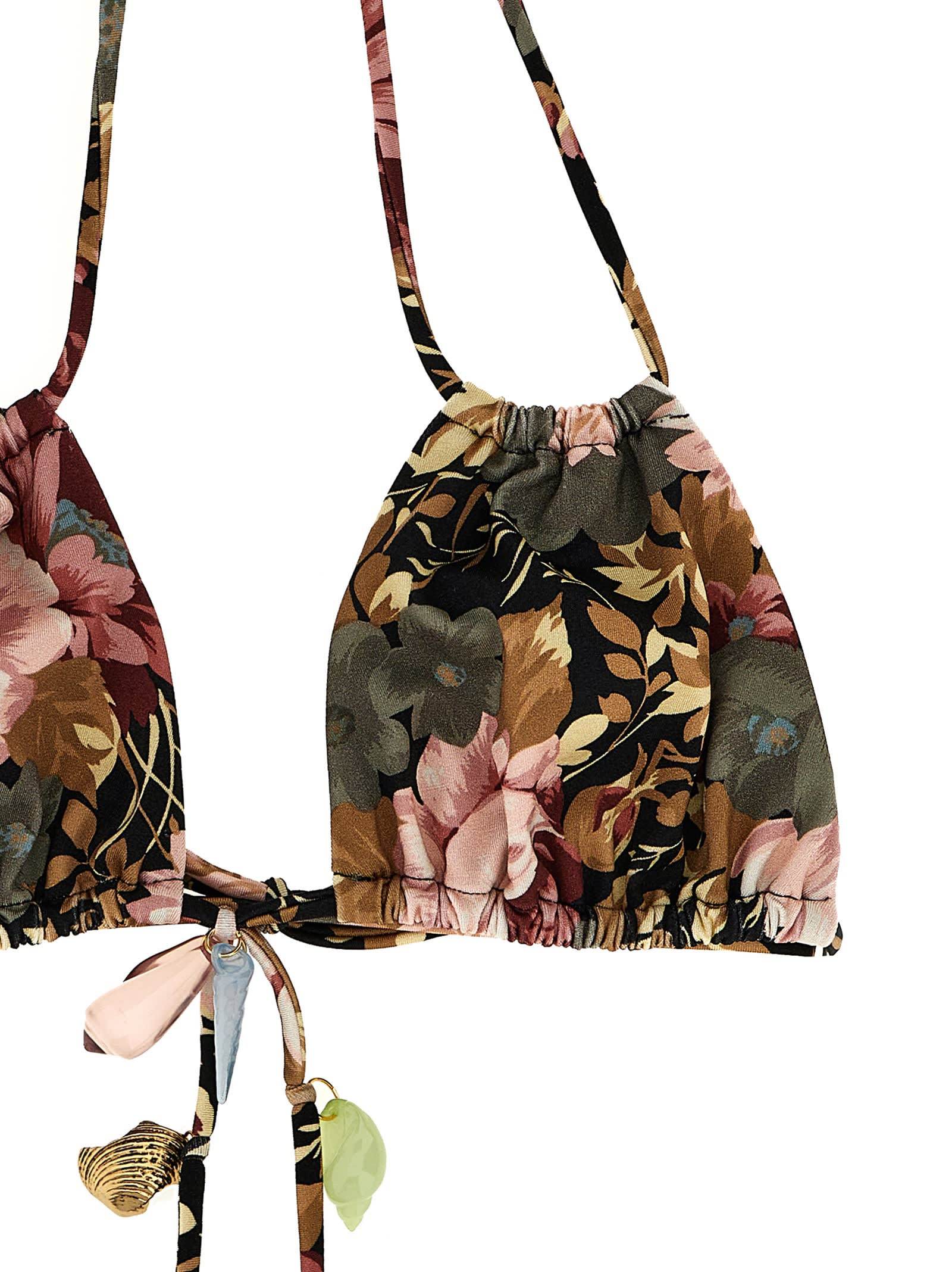 Chloé Rose-print Bikini Top In Multi