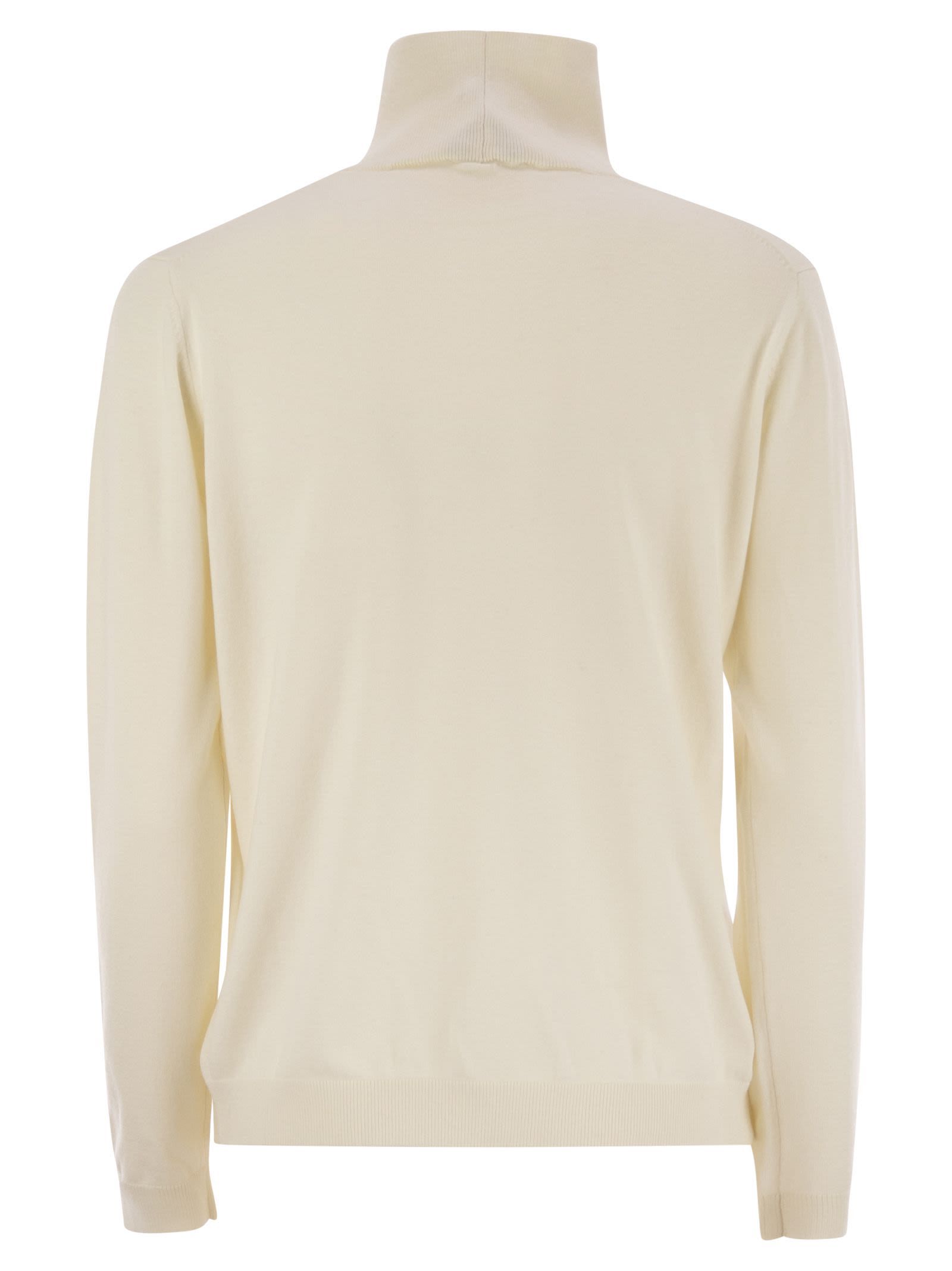 Weekend Max Mara Kiku Turtleneck In Silk And Wool Yarn In Neutral