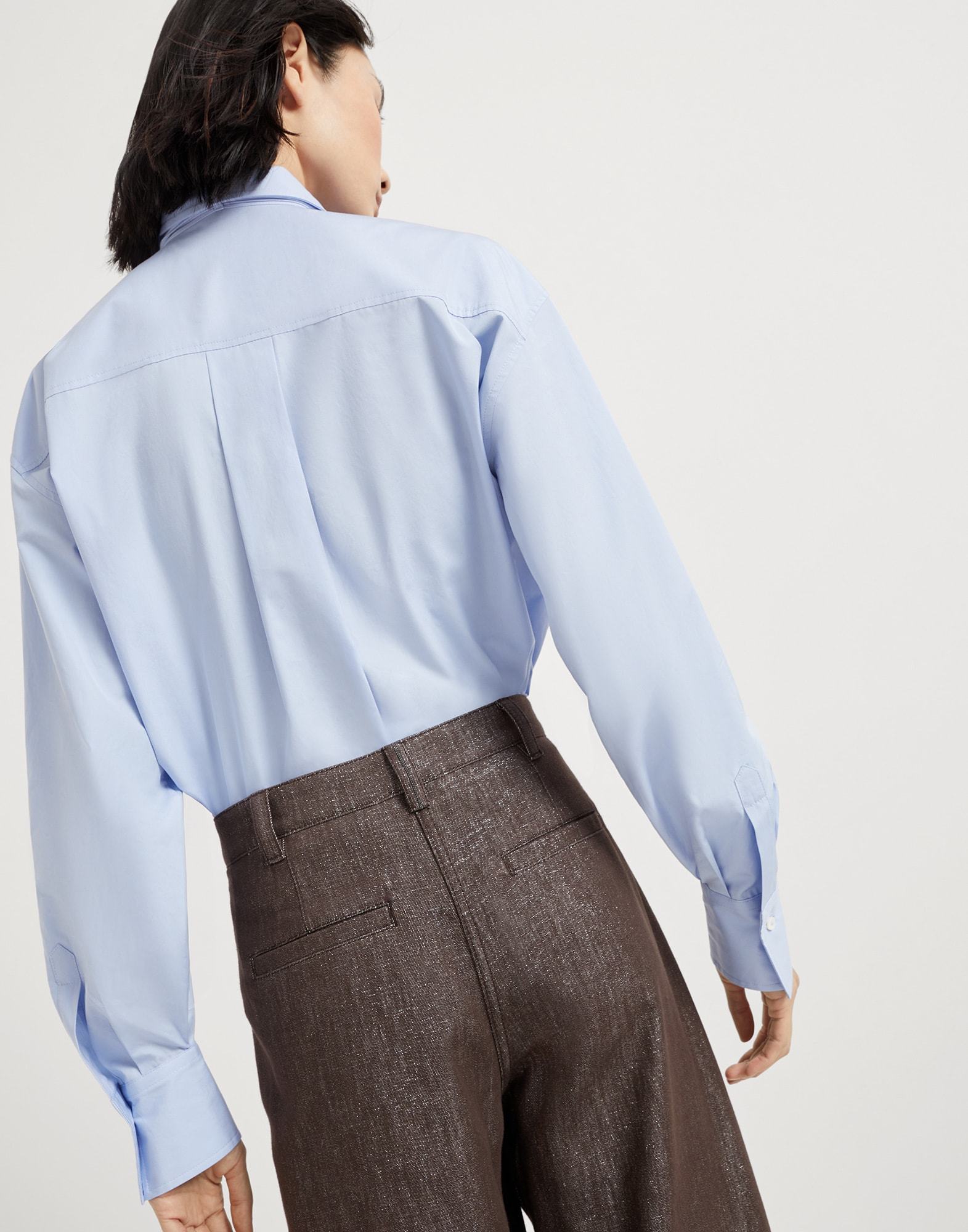 Brunello Cucinelli Women Denim Trousers With Lurex Profile In Brown