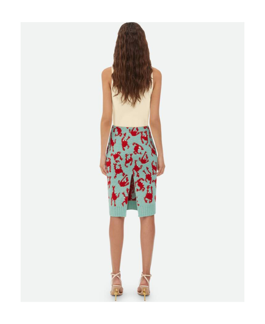 Bottega Veneta Jacquard Crab Wool Skirt In Green