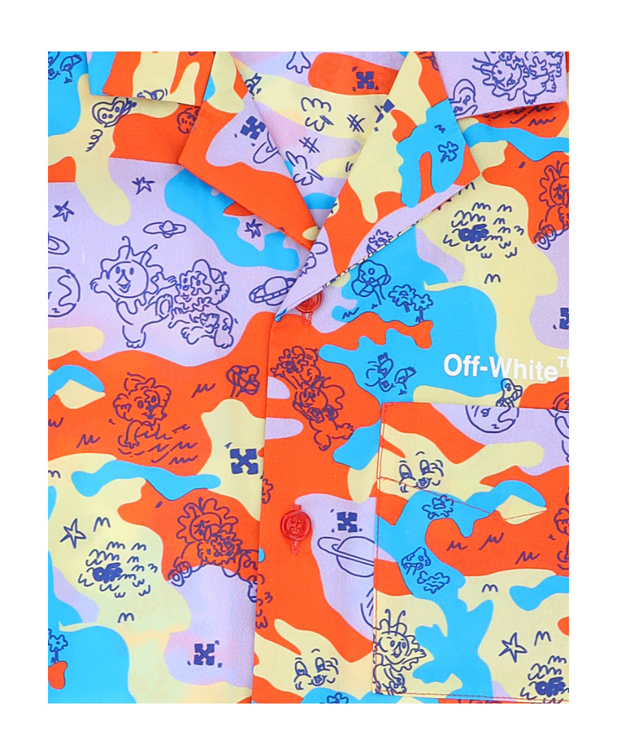 Off-white Camouflage-print Short-sleeved Shirt In Multicolor
