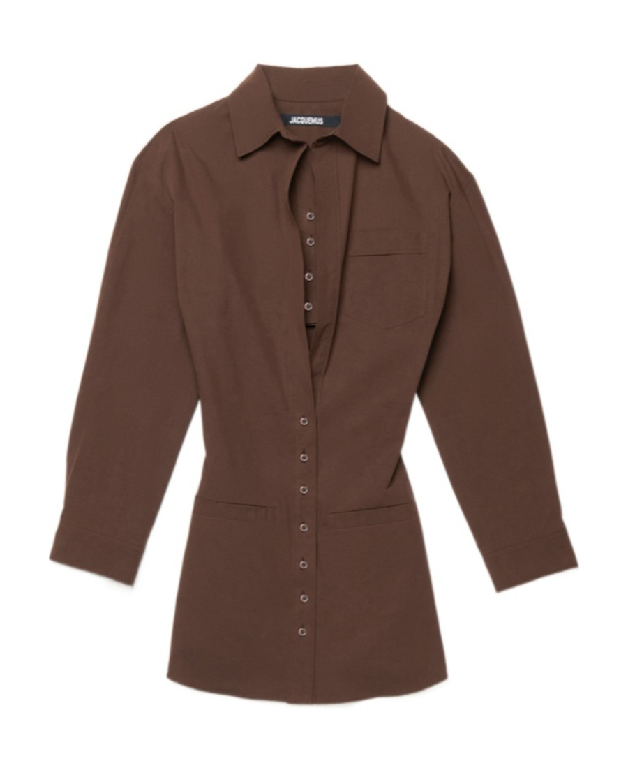 Jacquemus Layered Shirt Dress In Brown