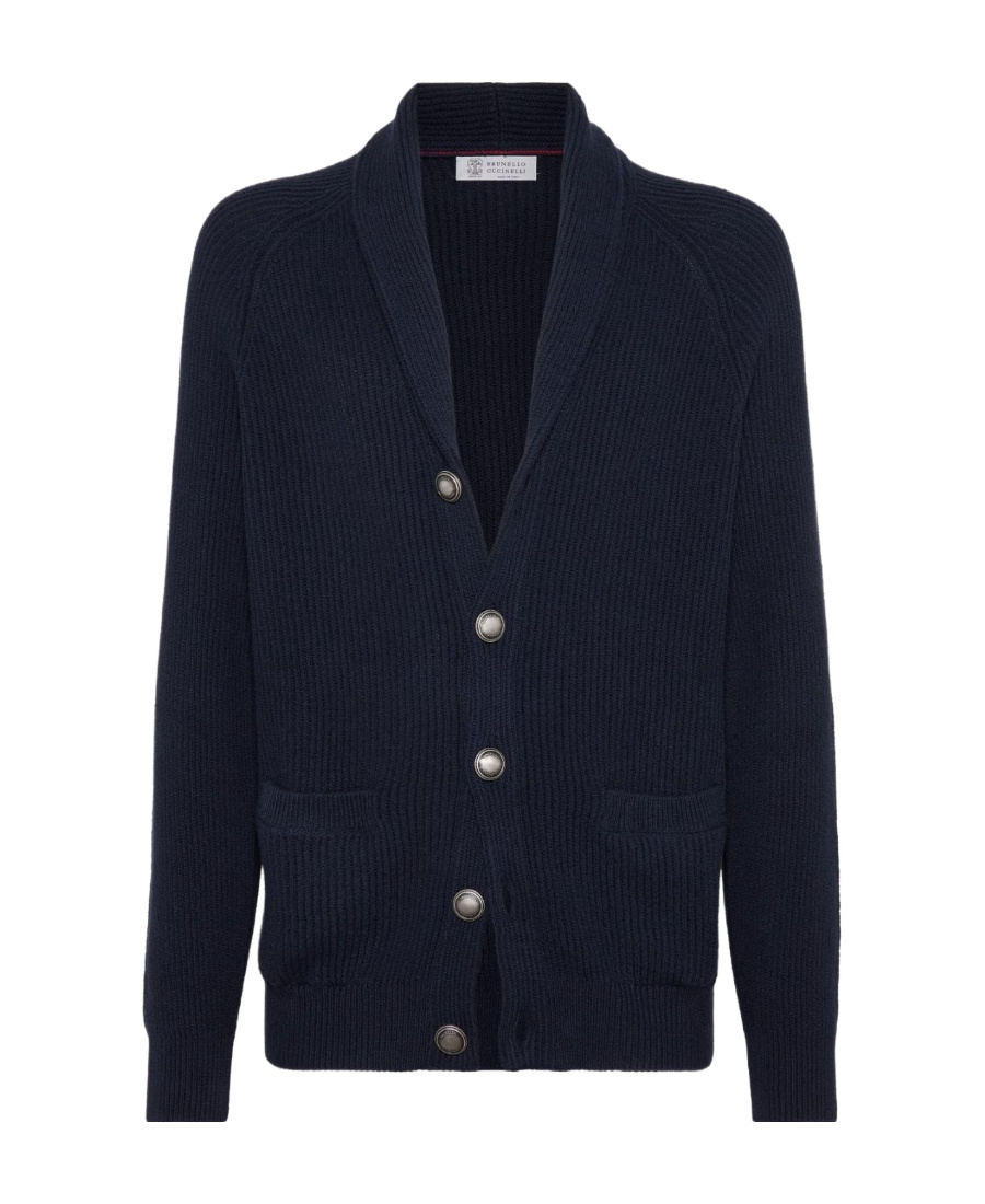 Brunello Cucinelli Shawl-lapels Cotton Cardigan In Black