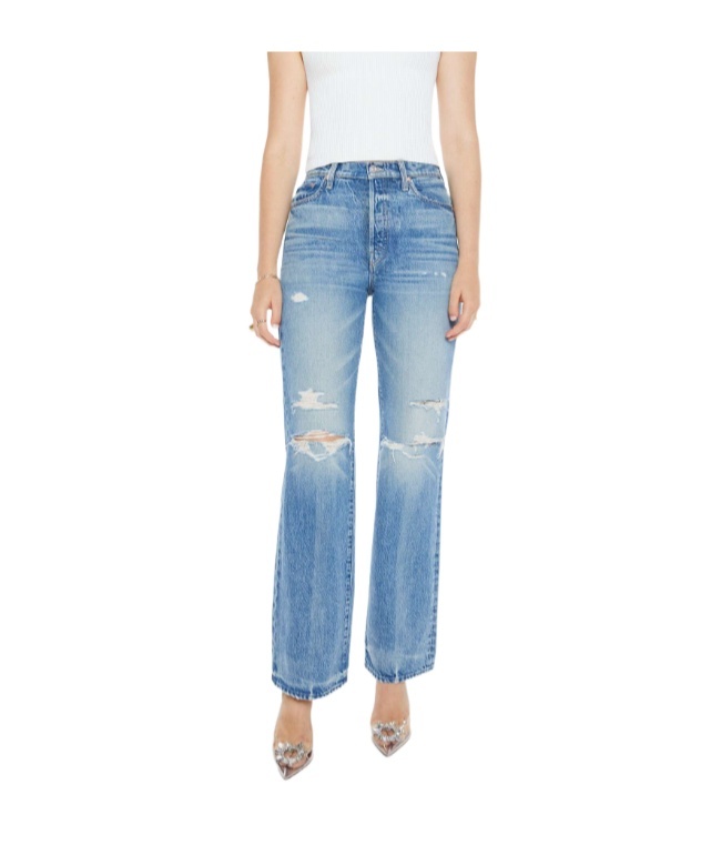 Mother The Rambler Sneak High-waisted Pants In Blue In Medium Blue Washed
