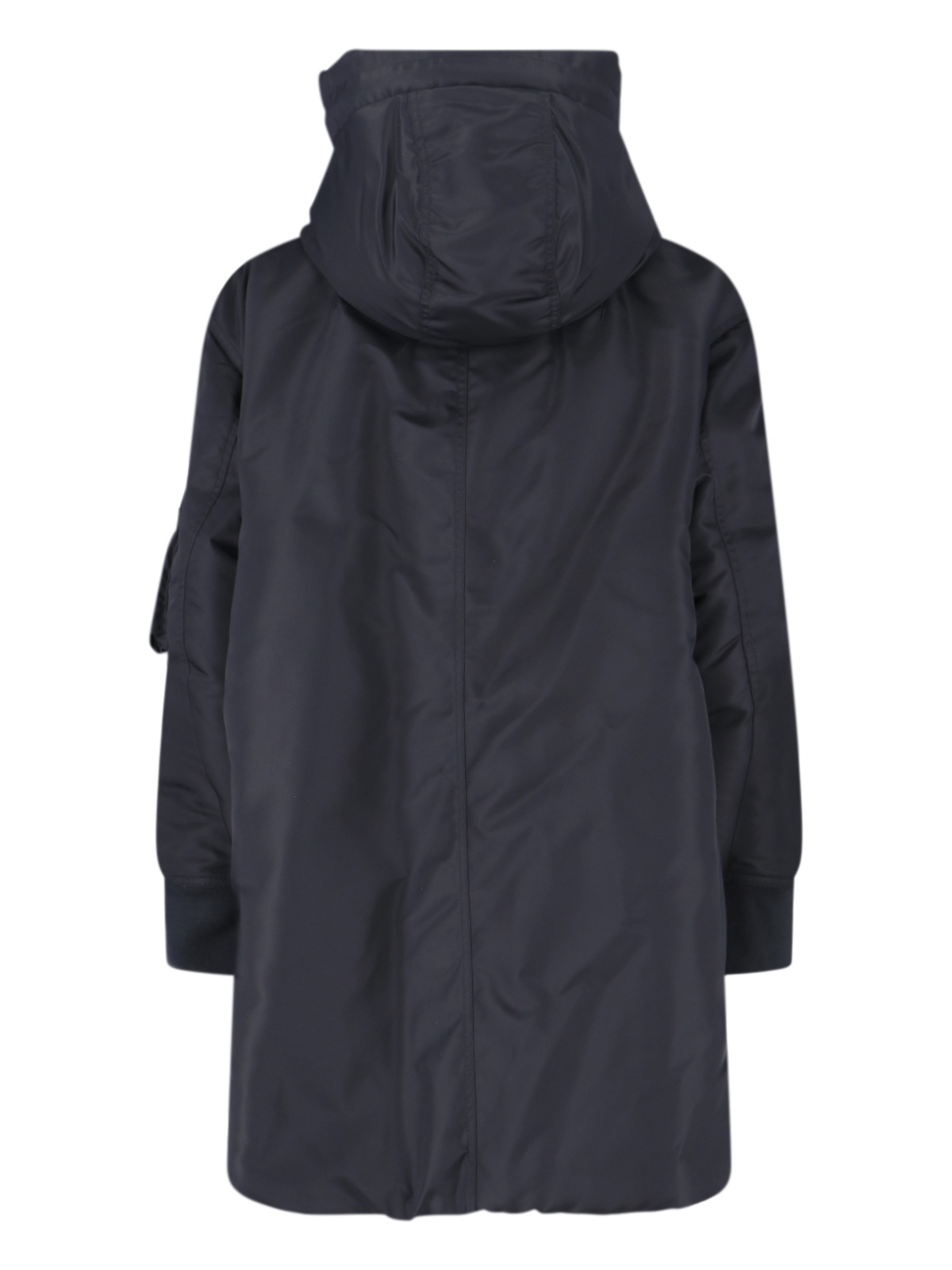 Aspesi Hooded Jacket With Arm Pocket And Drawstring In Black