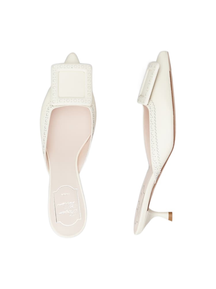 Roger Vivier Viv' In The City Mules In Leather In Off-white