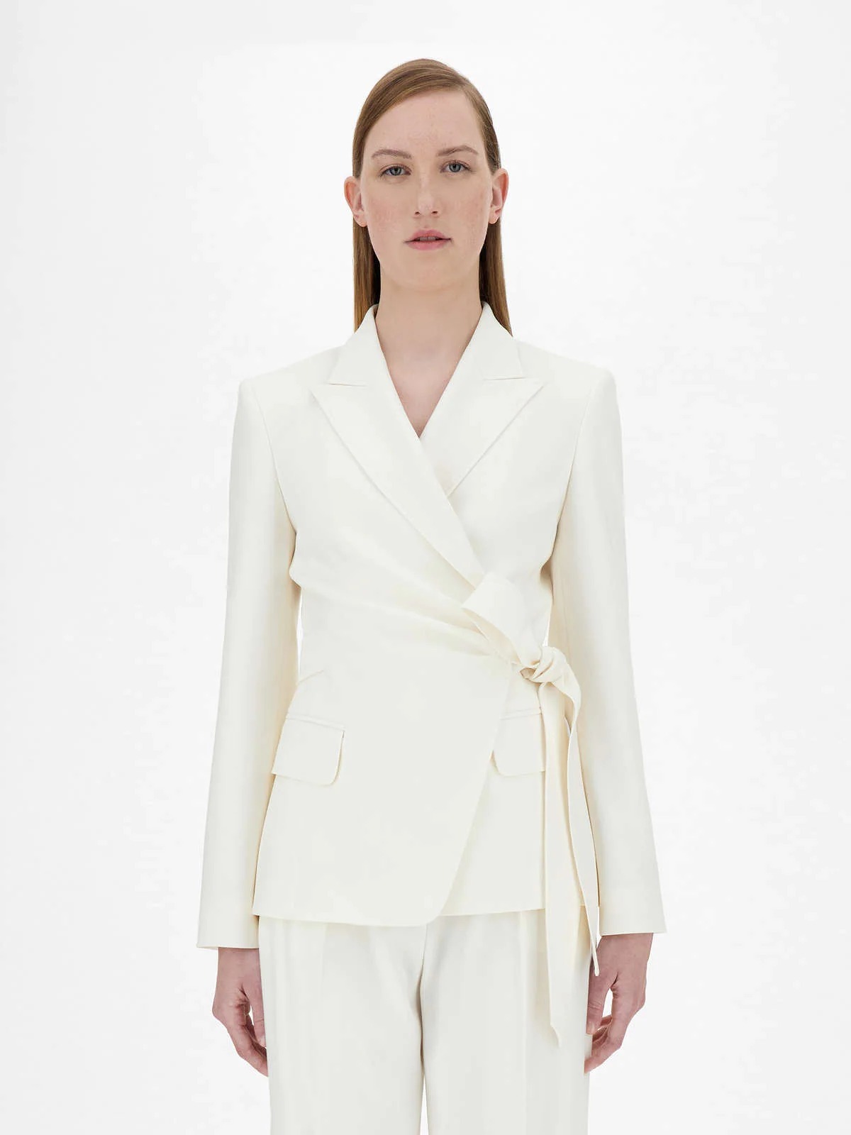 Max Mara Lapel Design Suit Jacket In White