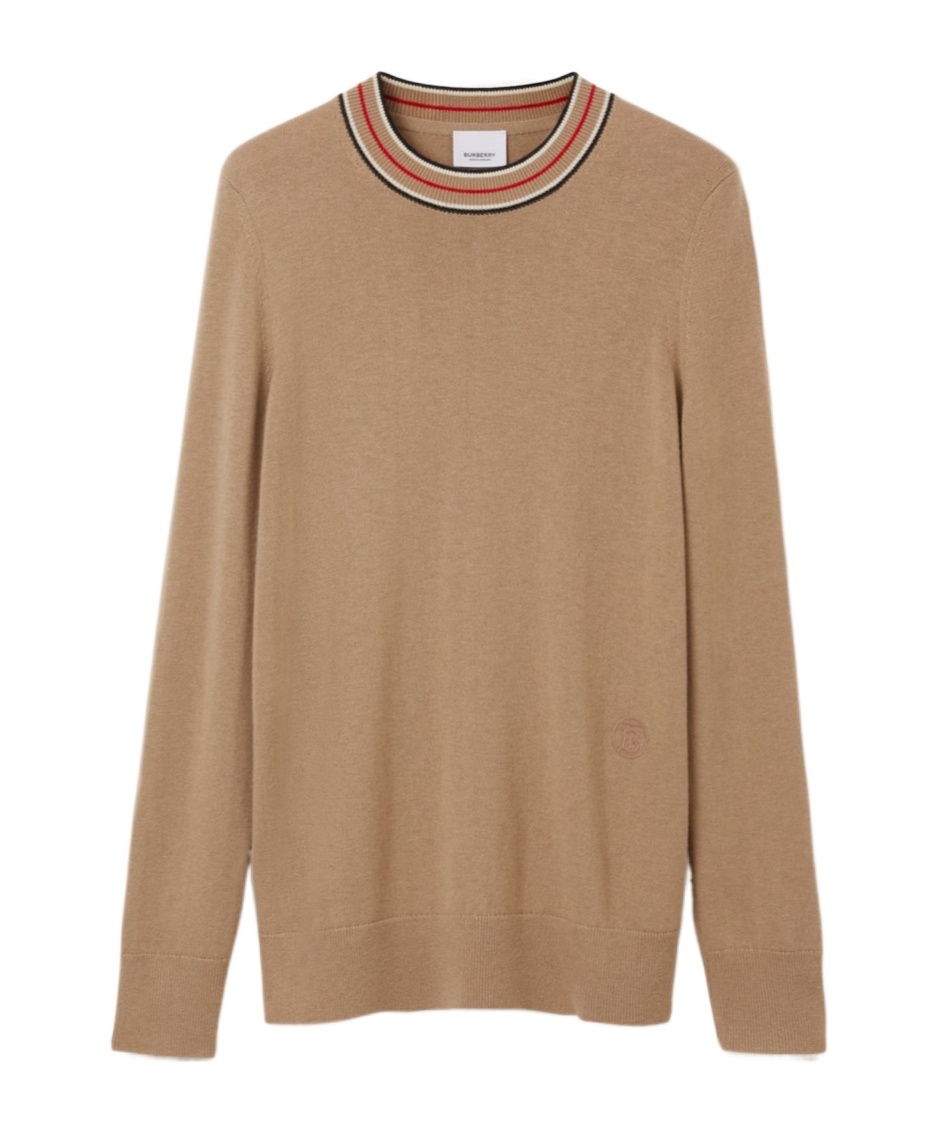 Burberry Stripe Detail Cashmere Jumper In Brown