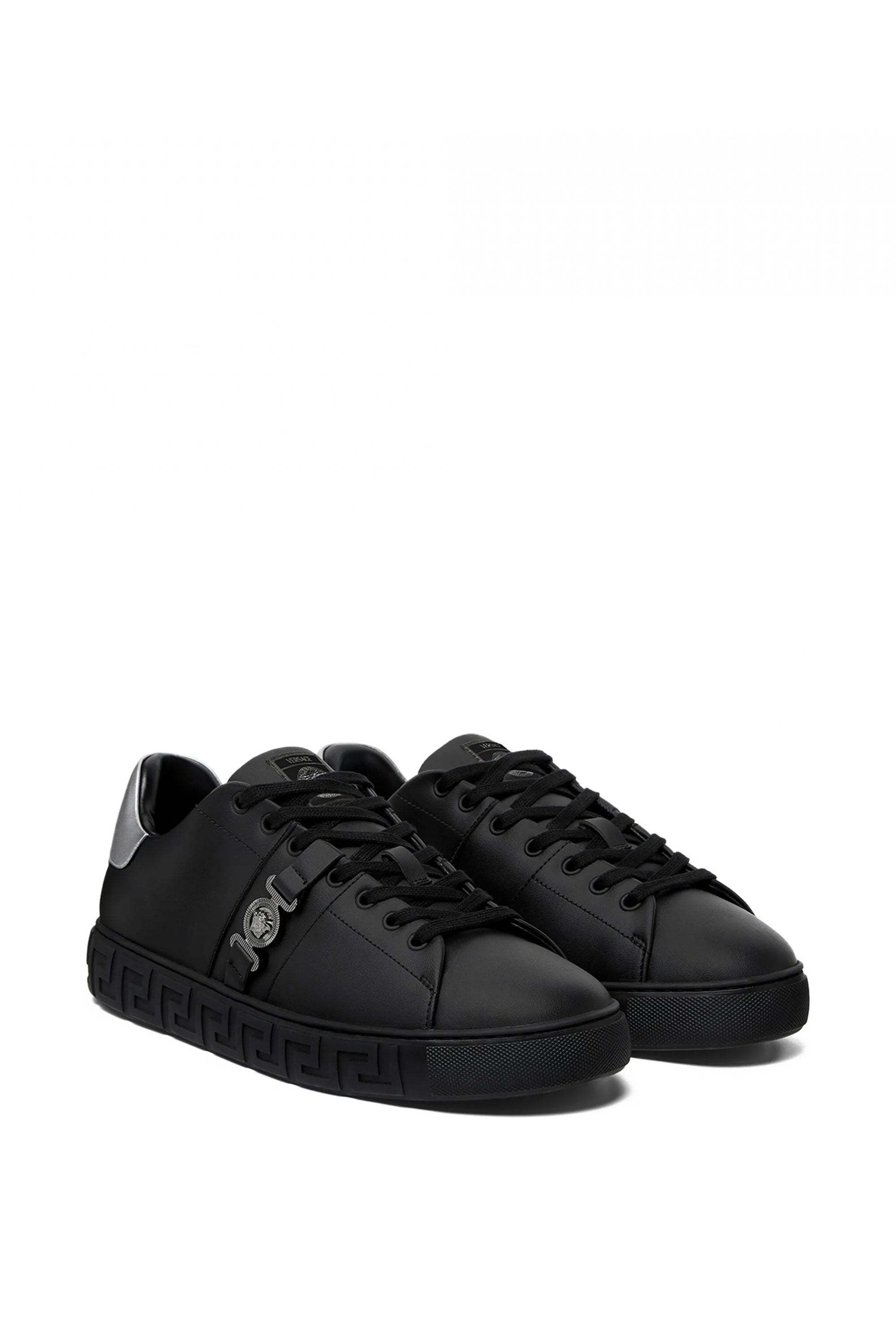 Versace Greca La Medusa-embellished Sneakers In Black