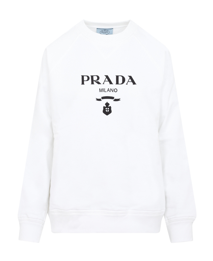 Prada Logo-print Cotton Sweatshirt In White