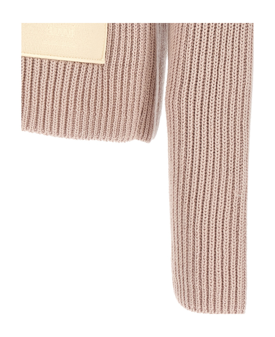 Ami Alexandre Mattiussi High-neck Long-sleeved Sweater In Nude