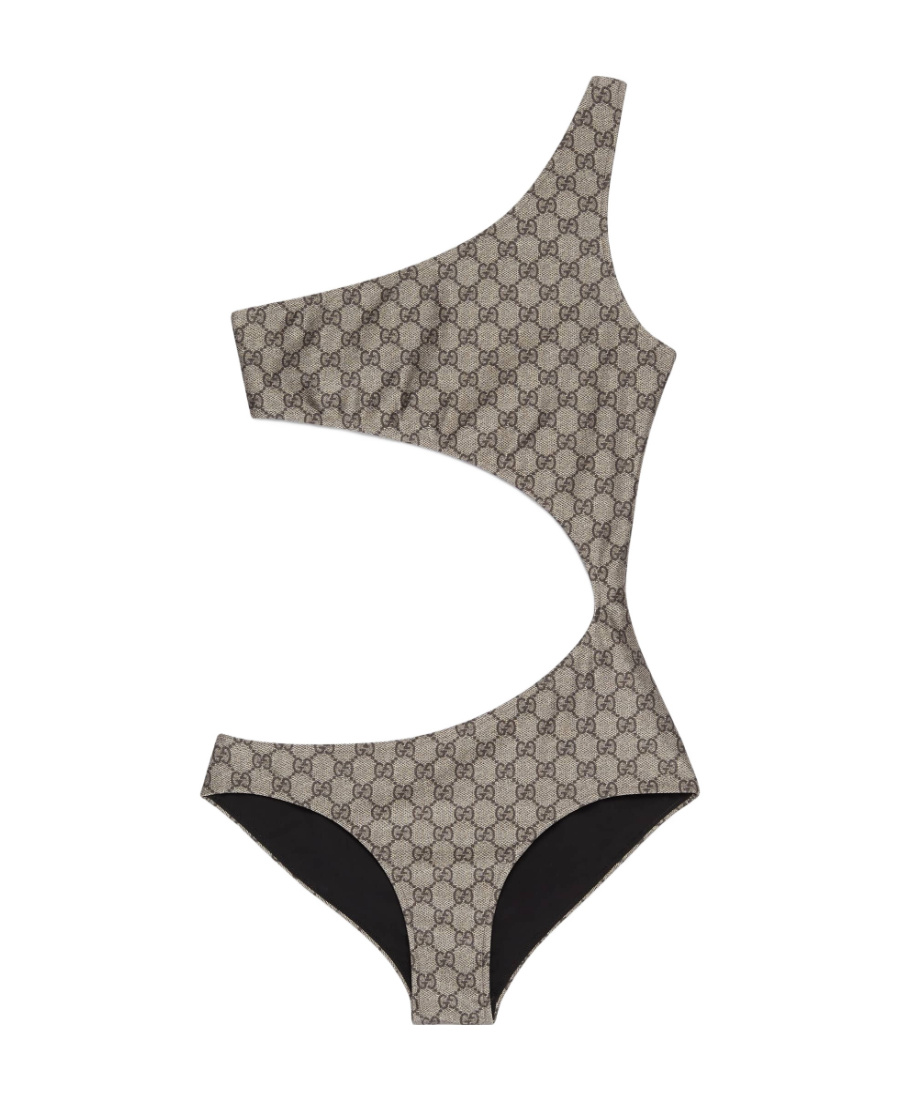 Shop Gucci Gg Stretch Jersey Swimsuit In Nude