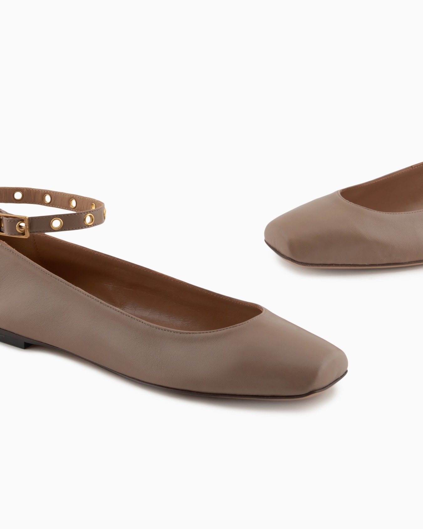 Emporio Armani Nappa-leather Square-toed Ballerinas With Strap