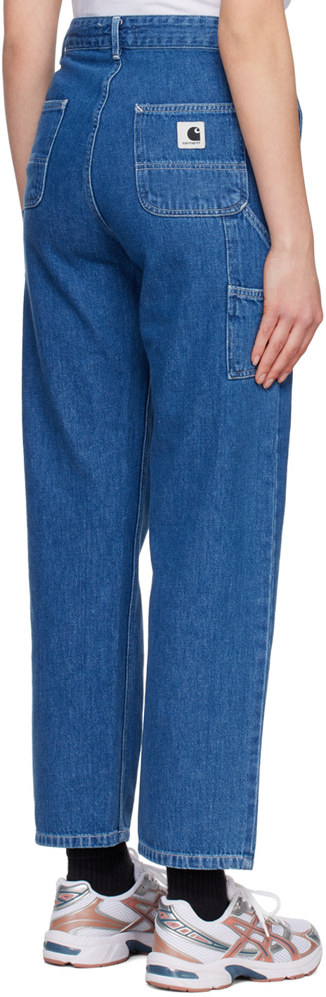 Shop Carhartt Mid-rise Straight-leg Jeans In Blue
