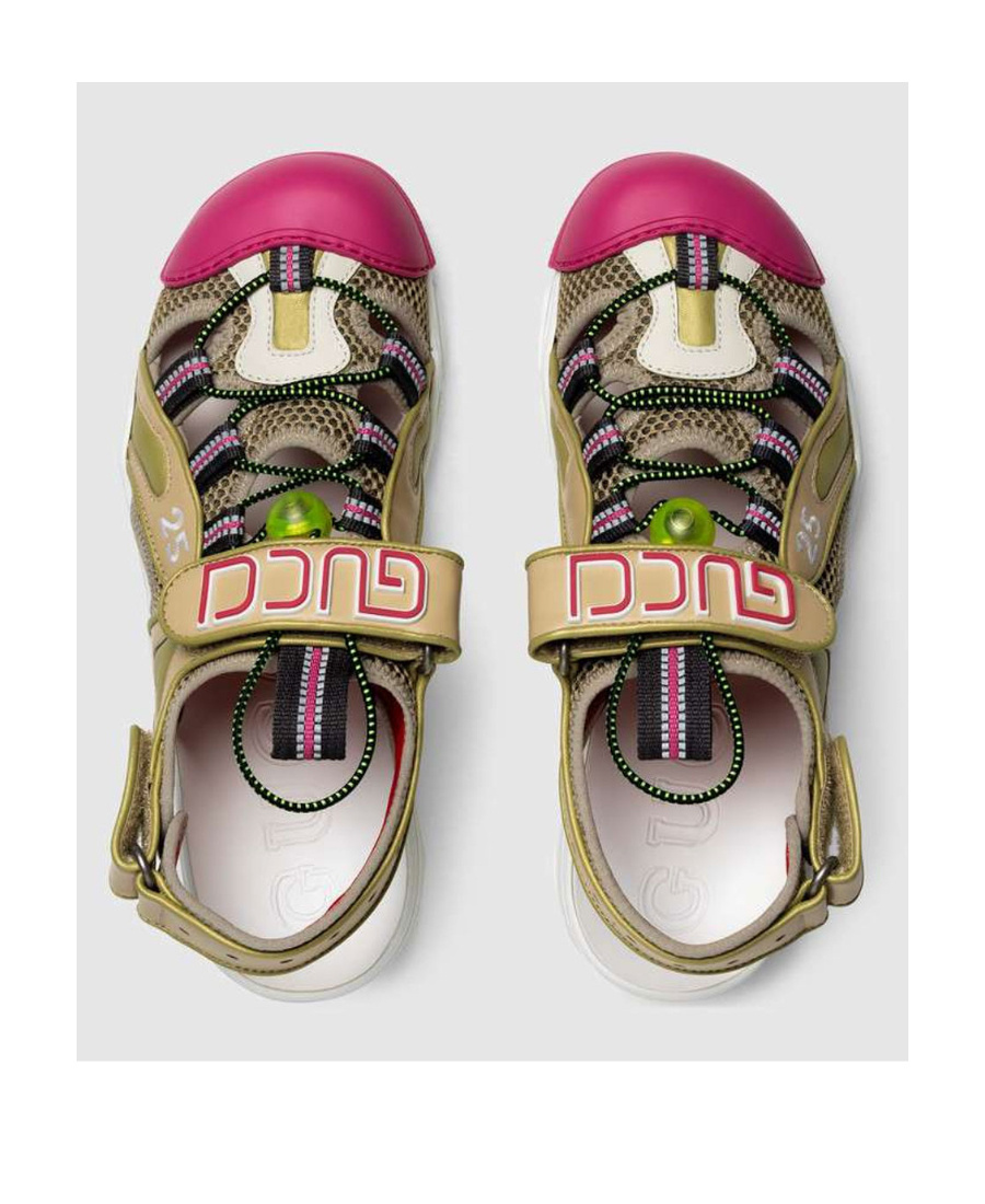 Gucci Mesh Fabric Tinsel Sport Sandals In Multi