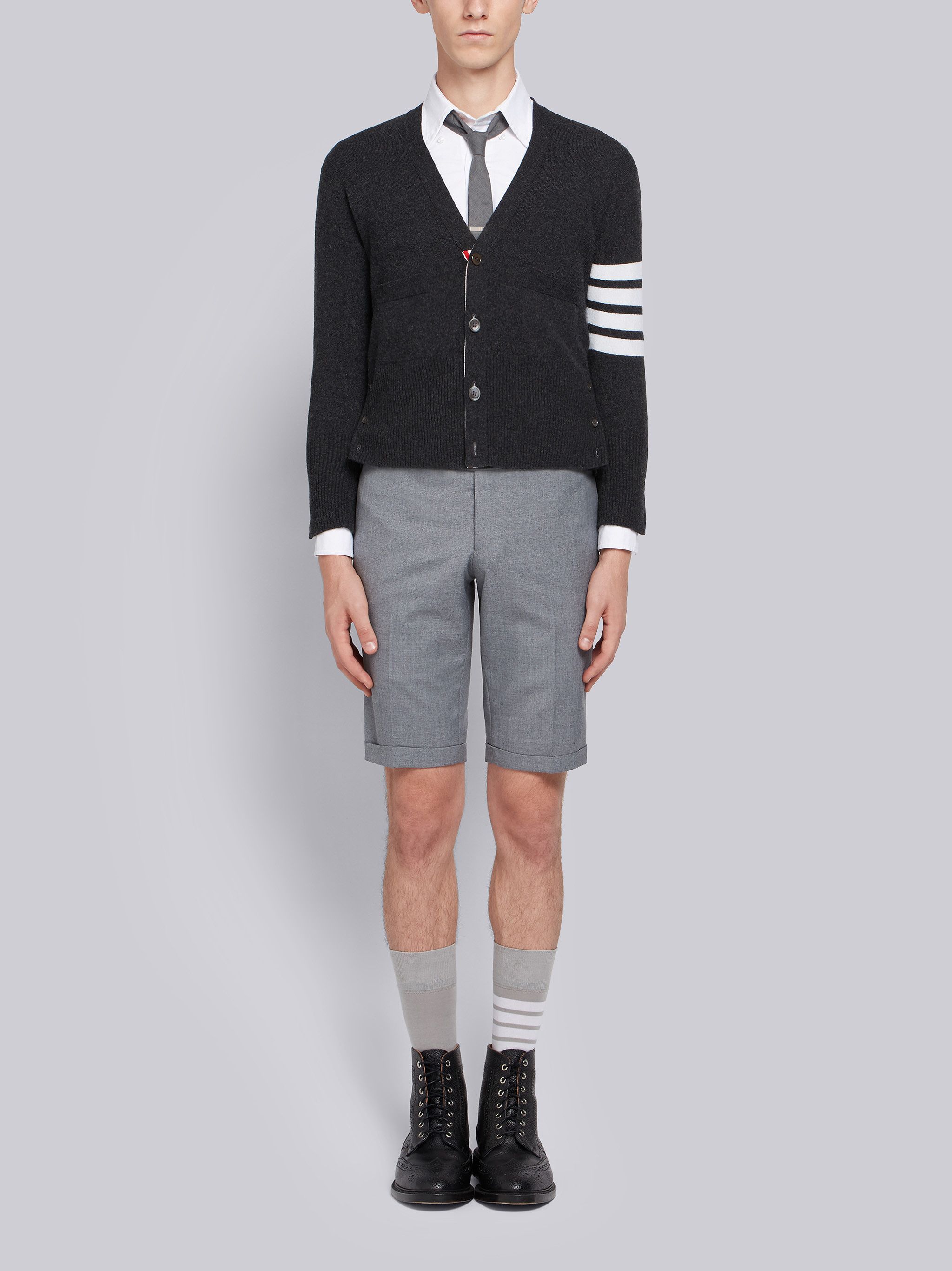 THOM BROWNE 4-BAR SHORT CASHMERE CARDIGAN