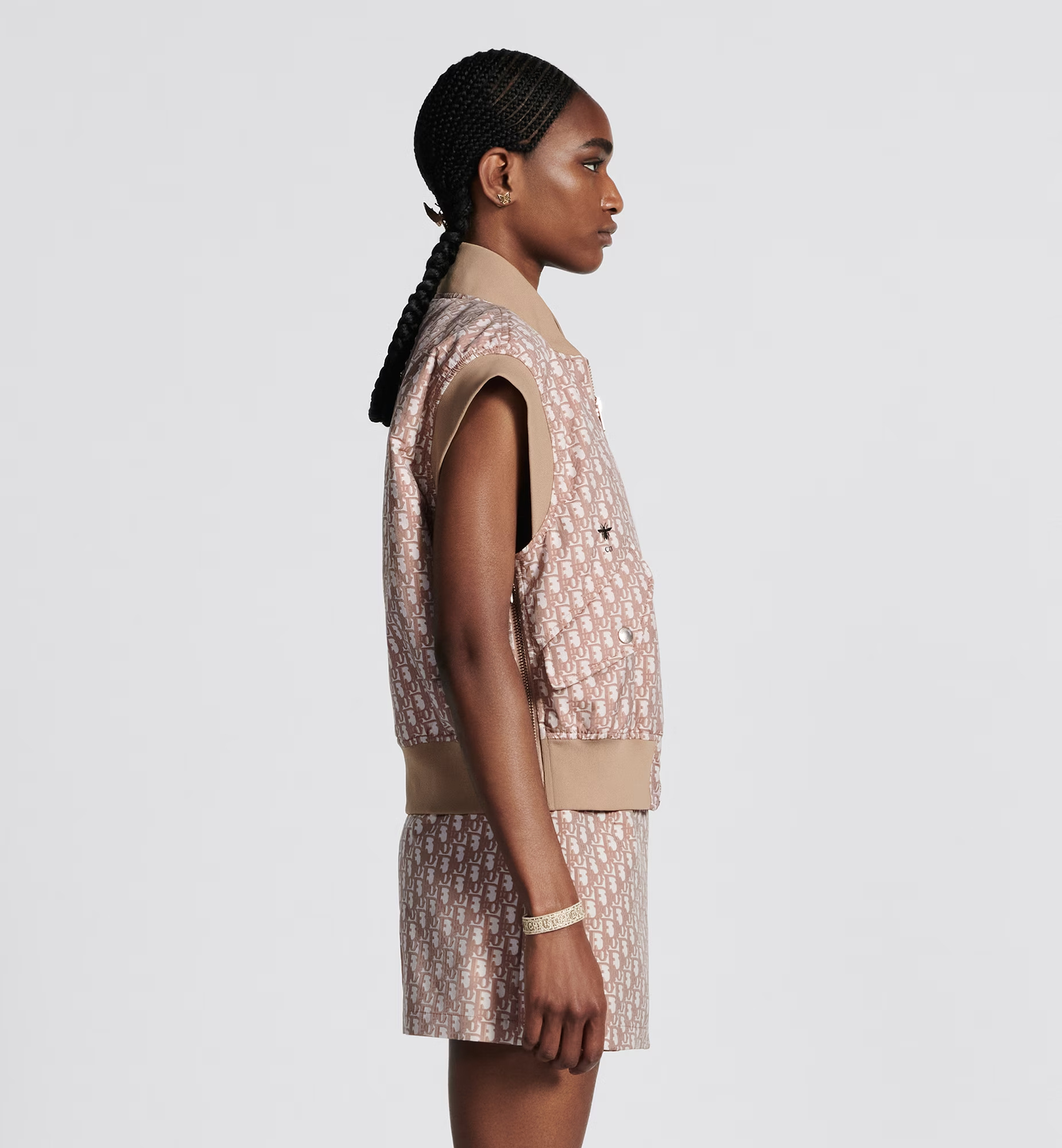 Dior Zipper Sleeveless Vest In Nude