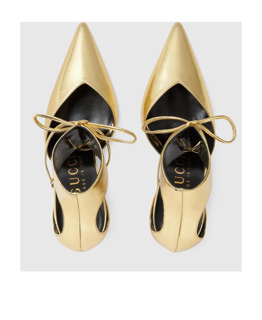 Gucci Ankle-cuff Metallic Leather Pumps In Nude