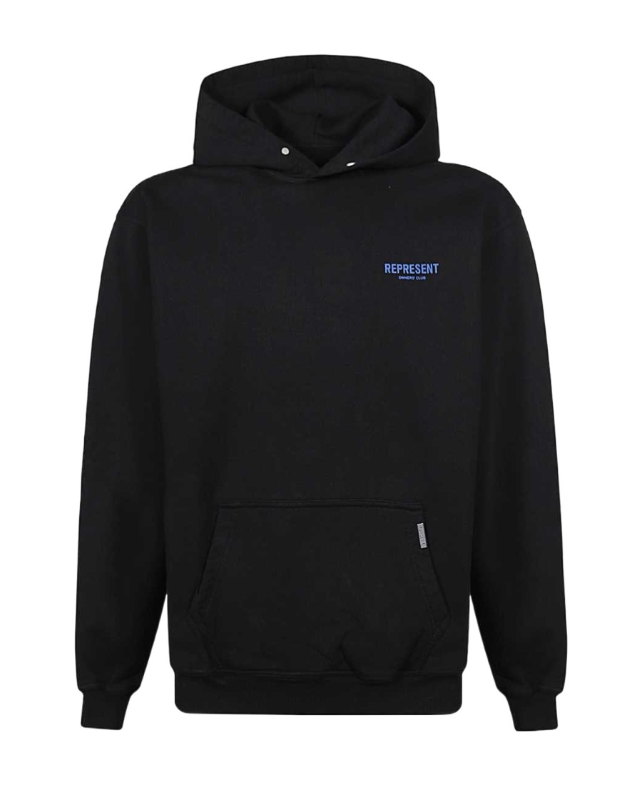 Represent Owners' Club-print Cotton Hoodie In Black