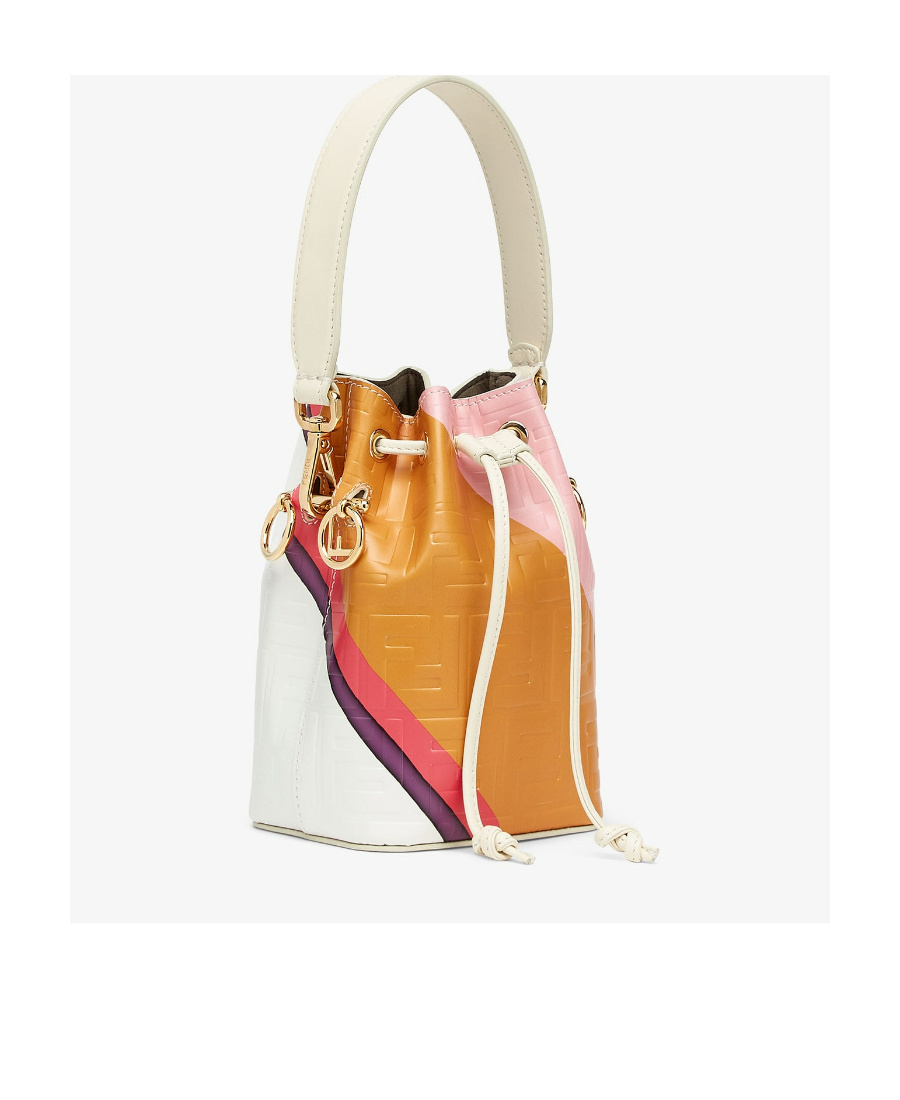 Shop Fendi Leather Bag With Multicolour Print In Multicolor